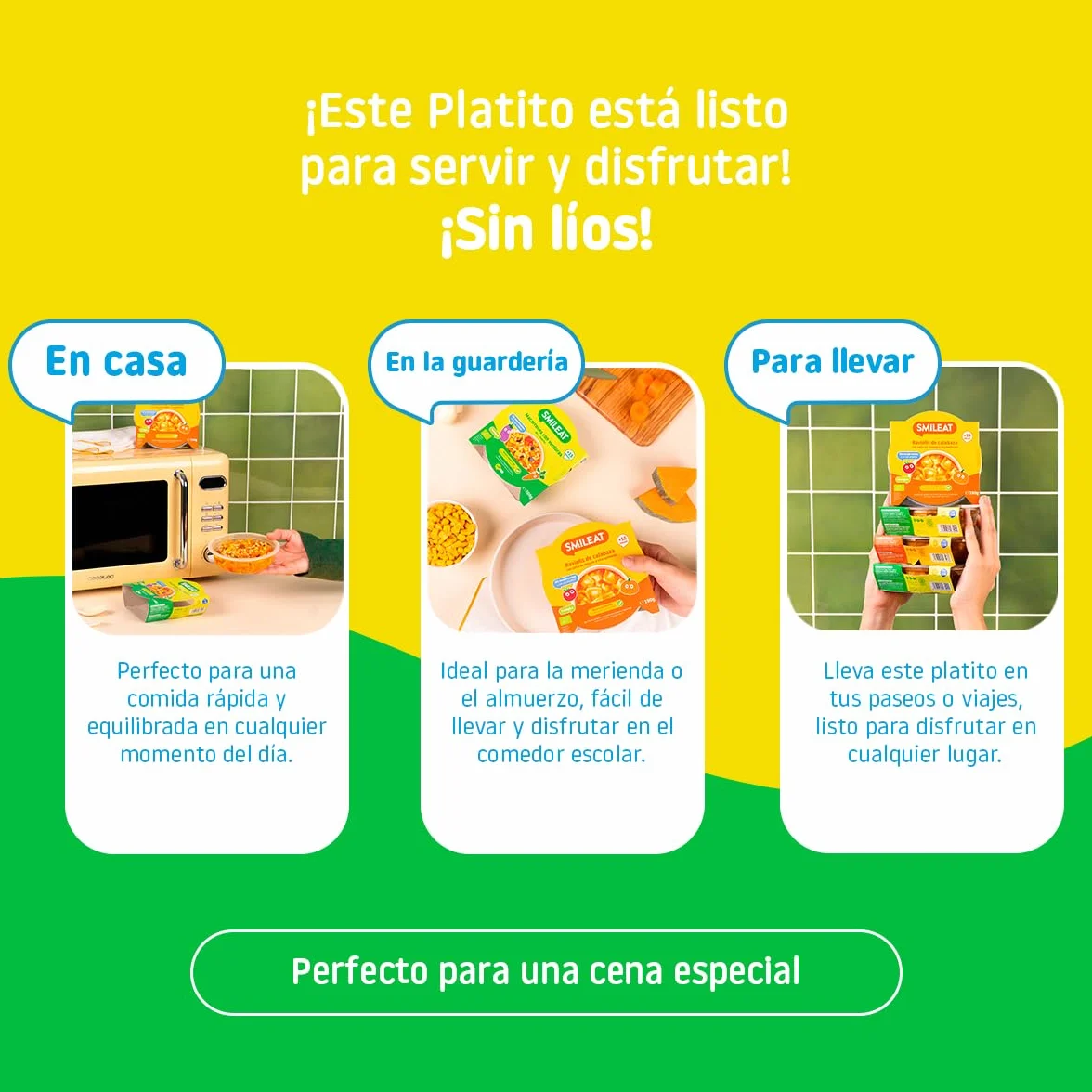 Smileat Platito de Macarrones con Verduras de la Huerta Ecológico 200g