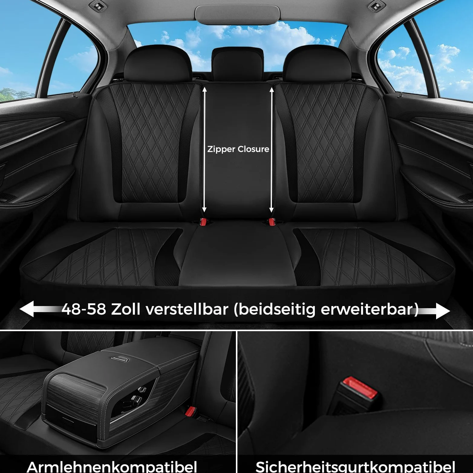 FLORICH Fundas para Asientos Delanteros, Fundas de Cuero Sintético para Coches, Fundas Impermeables y Transpirables, Universales para la Mayoría de Turismos, SUV (Asientos Delanteros, Negro)