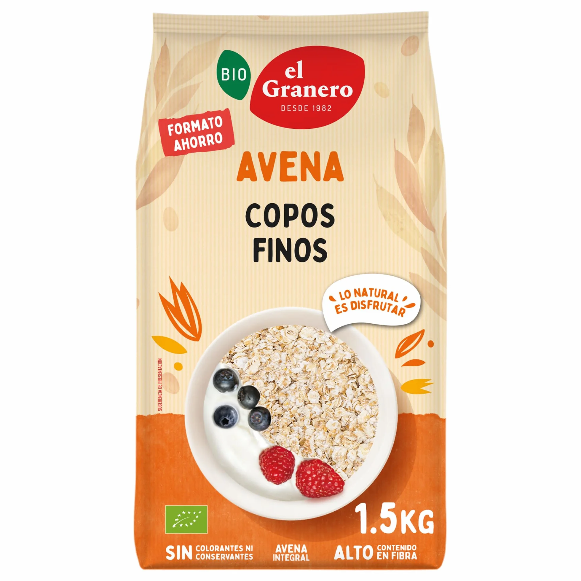 Copos Suaves Avena Integral Ecológica 1.5 kg Sin Azúcar Alto Contenido Fibra Proteínas