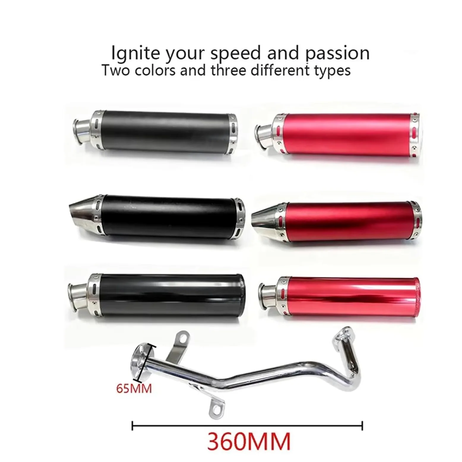 silencioso escape moto Para GY650 tubo de escape | Tubo silenciador de escape para motocicleta Scooter tubo aleación aluminio modificado para motocicleta(Red2)