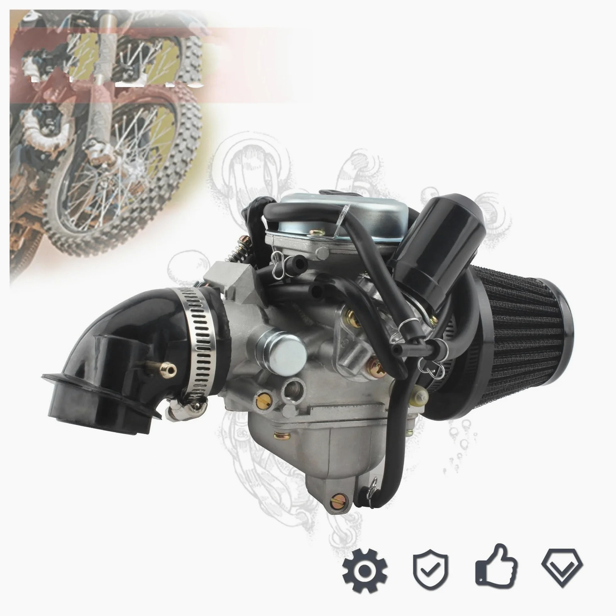 Motosierra Carburador Carburador Para Motocicleta GY6 PD24J Con Filtro De Aire Tubo Entrada 125cc 150cc Para 152QMI 152QMJ 157QMI 157QMJ Accesorios Motor(Carburetor Kit 1)