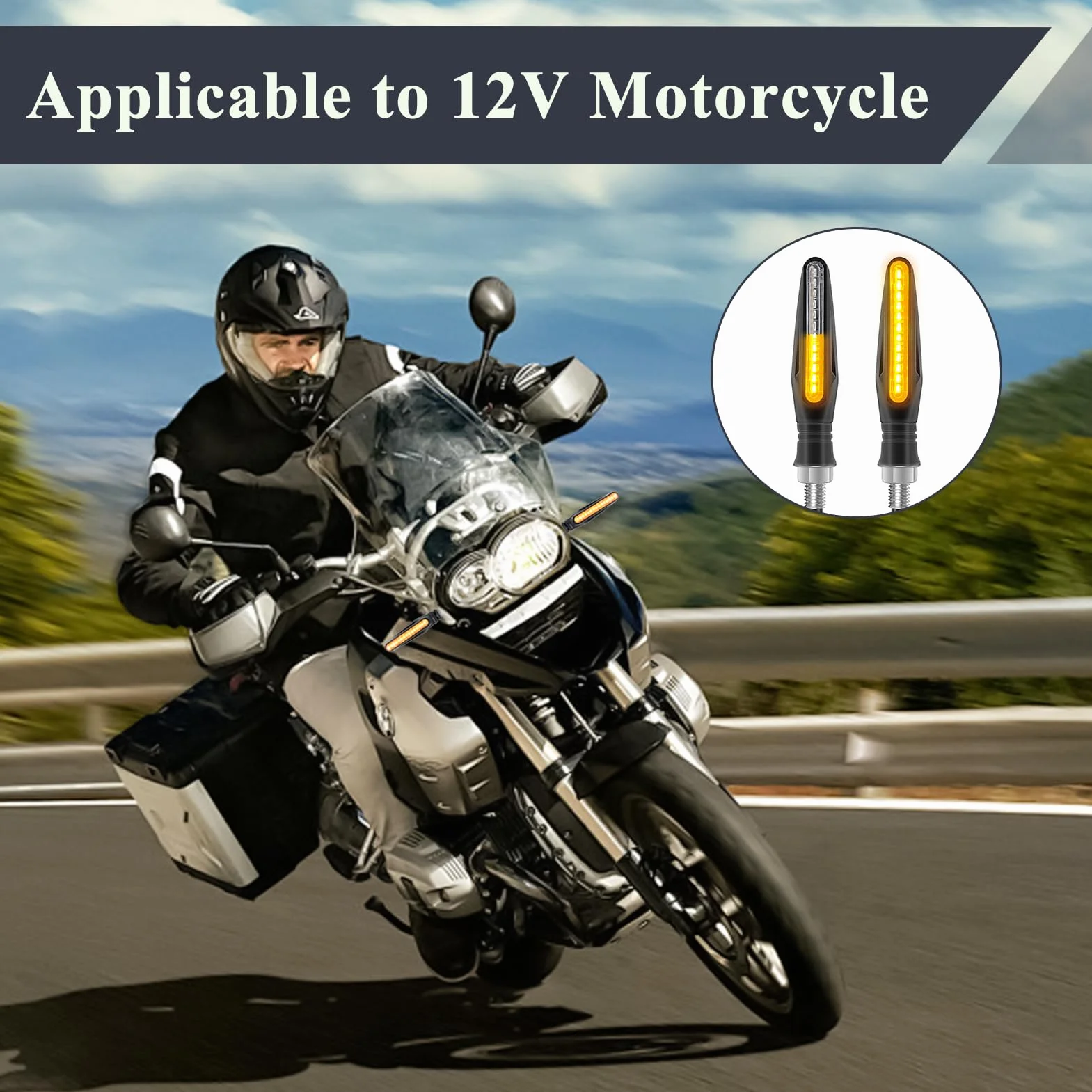 2 Piezas Intermitentes Moto LED 12V Universales, Luz Señal de Giro Ámbar con 12 LED, Luz Estroboscópica Impermeable para Motocicleta Scooter Bicicleta Coche Indicador Señalización Compacto