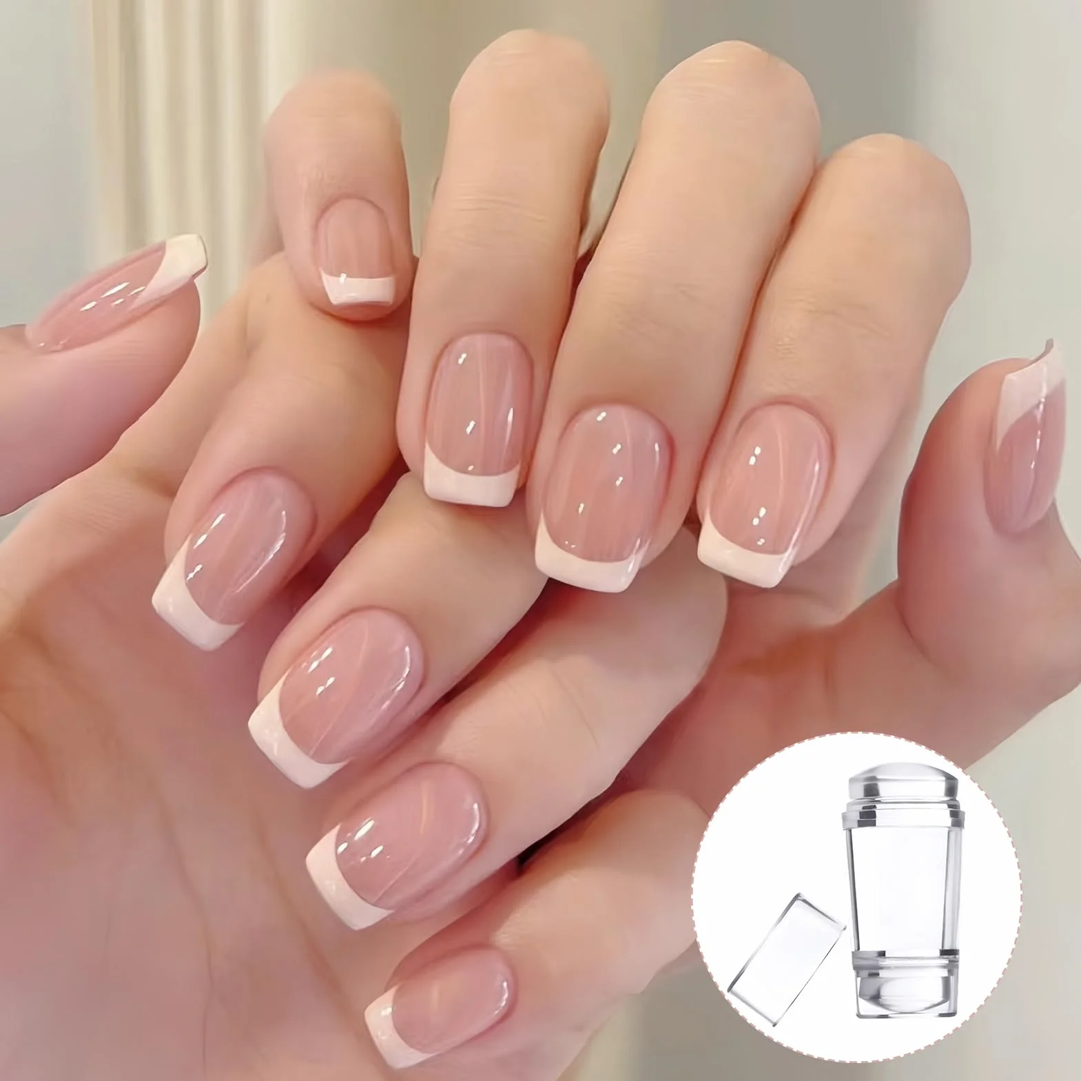 Juego de herramientas de estampación de uñas de silicona, sello de gelatina con raspador, kit de manicura DIY