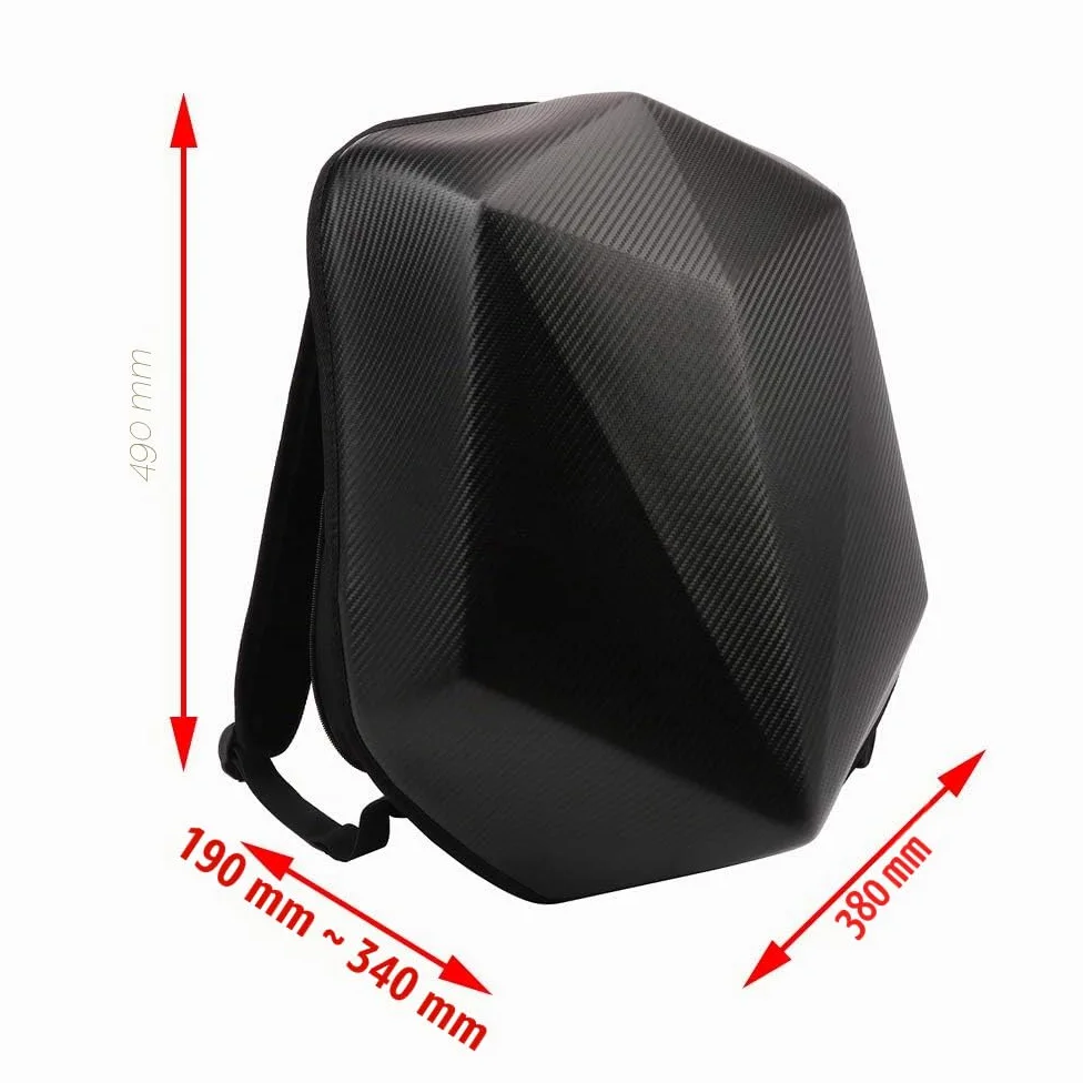 JFG Racing Mochila rígida de Fibra de Carbono Resistente al Agua con Forma de Diamante de Alta Capacidad de 30 l para Motocicleta, Bicicleta y Actividades al Aire Libre