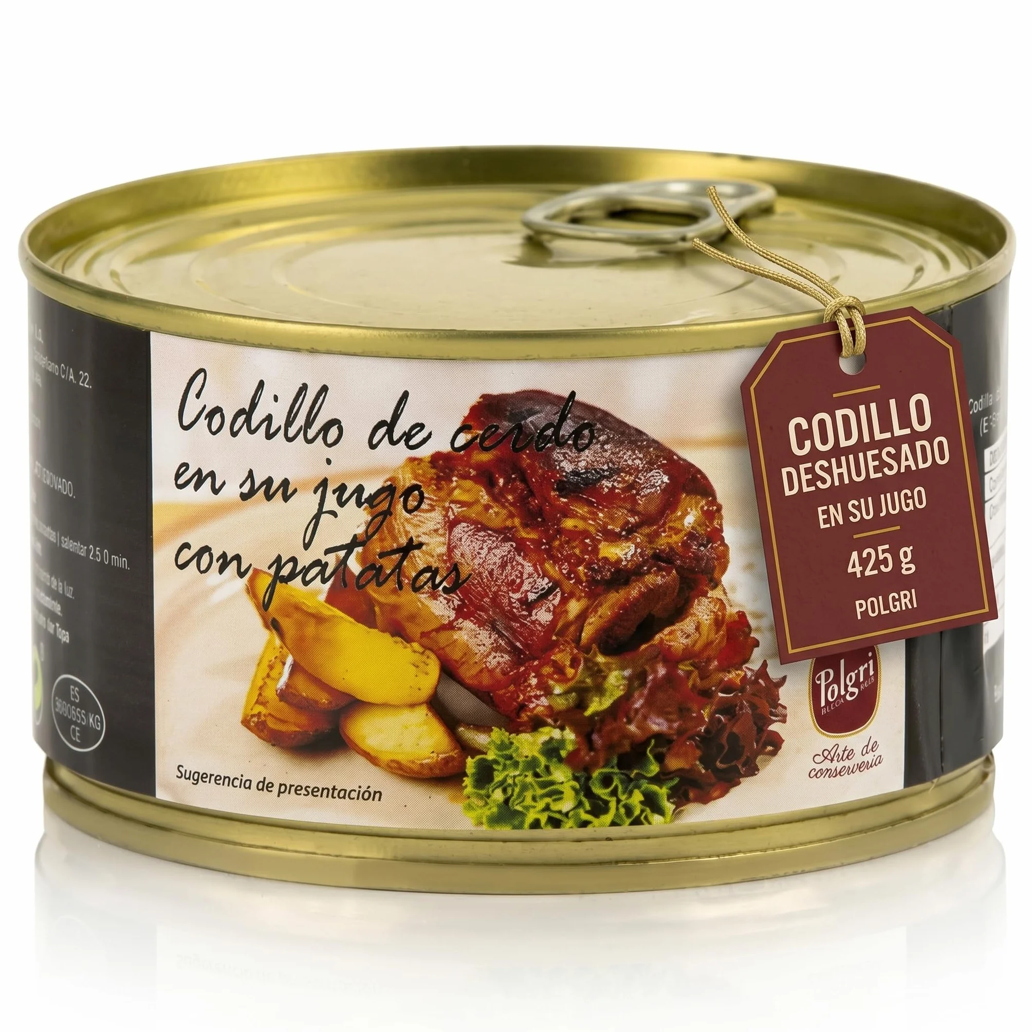 POLGRI Codillo de Cerdo en su Jugo Deshuesado con Patatas Lata 425 g Conserva Carne Cocinada Receta Manchega