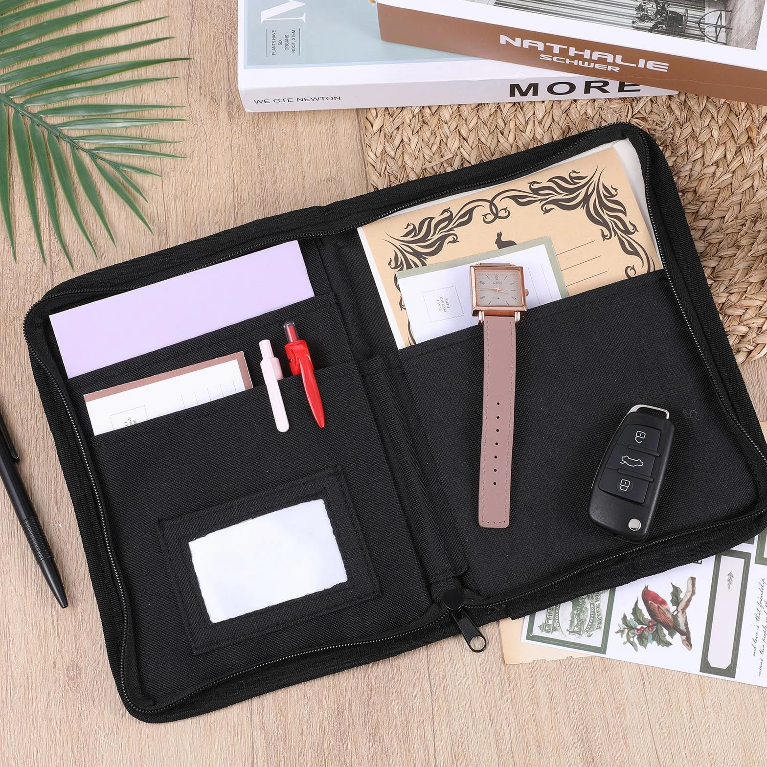 Cartera Organizadora de Guantera Portátil Coche, Carpeta Documentación Múltiples Bolsillos para Registro y Seguro de Coche