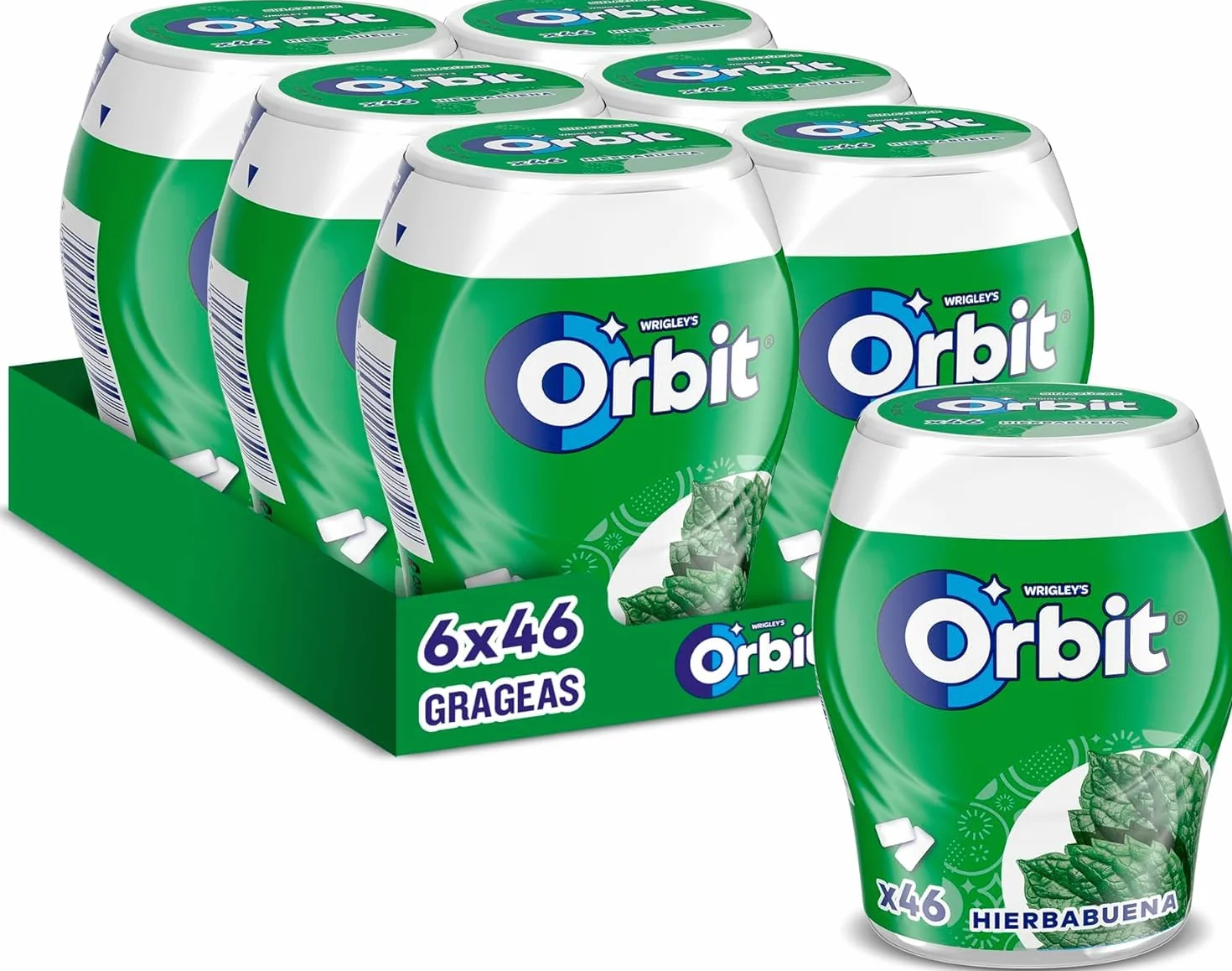 Orbit Bote Chicles Sin Azúcar Hierbabuena Fresco Intenso Larga Duración Gragea 6 x 46