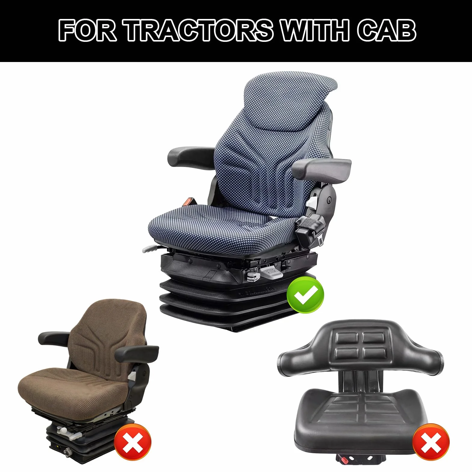 Funda de Asiento de Tractor Resistente para Tractores de Gabinete con Reposacabezas, Funda de Asiento de Carretilla Elevadora