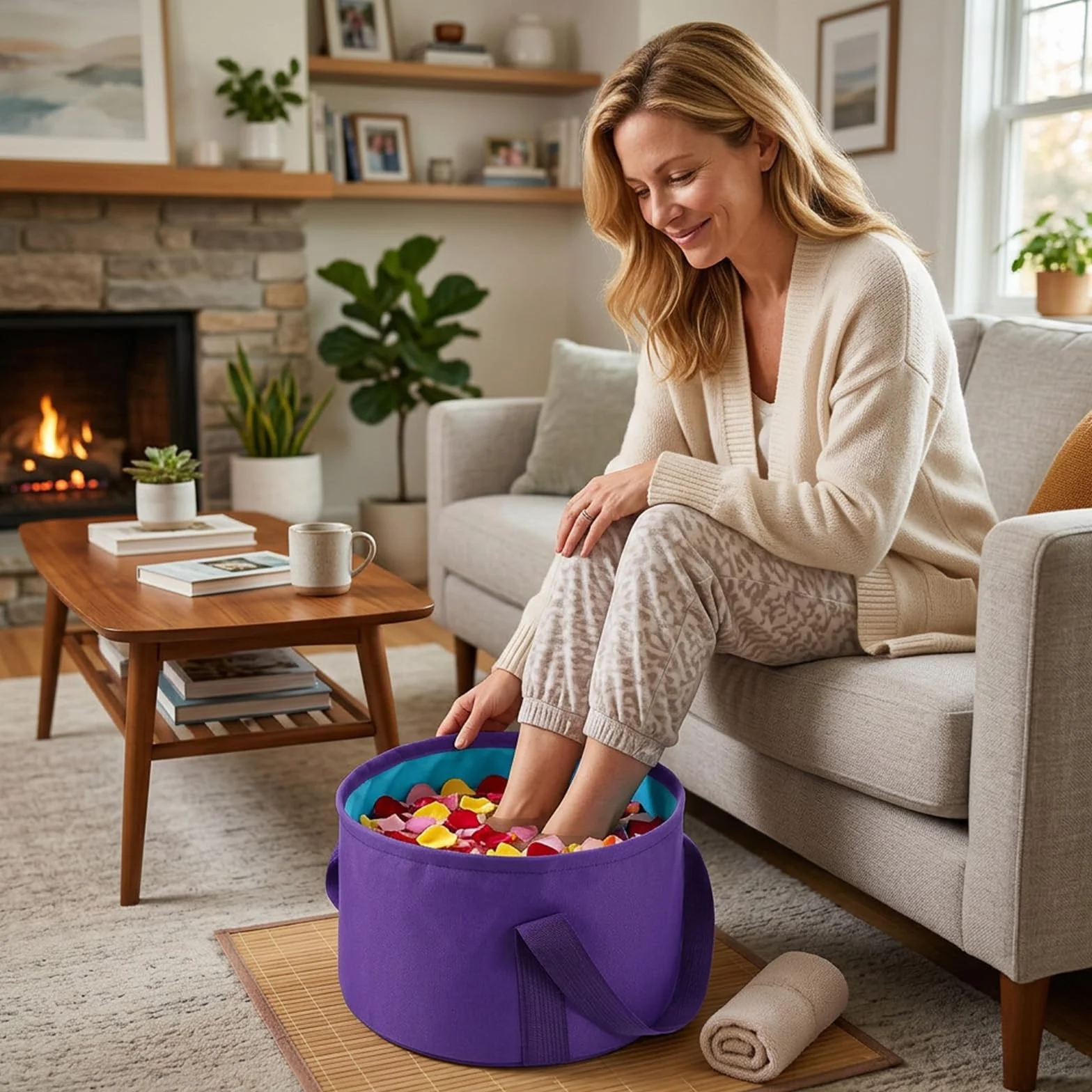 Larrel Cubo plegable para remojar los pies, piscina spa portátil de viaje, baño de pies exterior