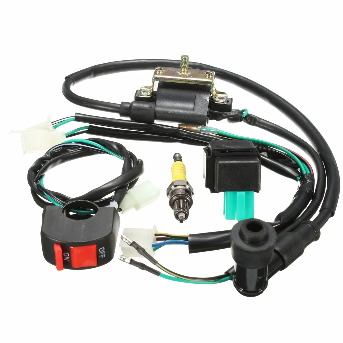 Viviance Cableado Telar Kill Switch Bobina Cdi Spark Plug Kit Compatible con 110Cc 125Cc 140Cc Pit Bike