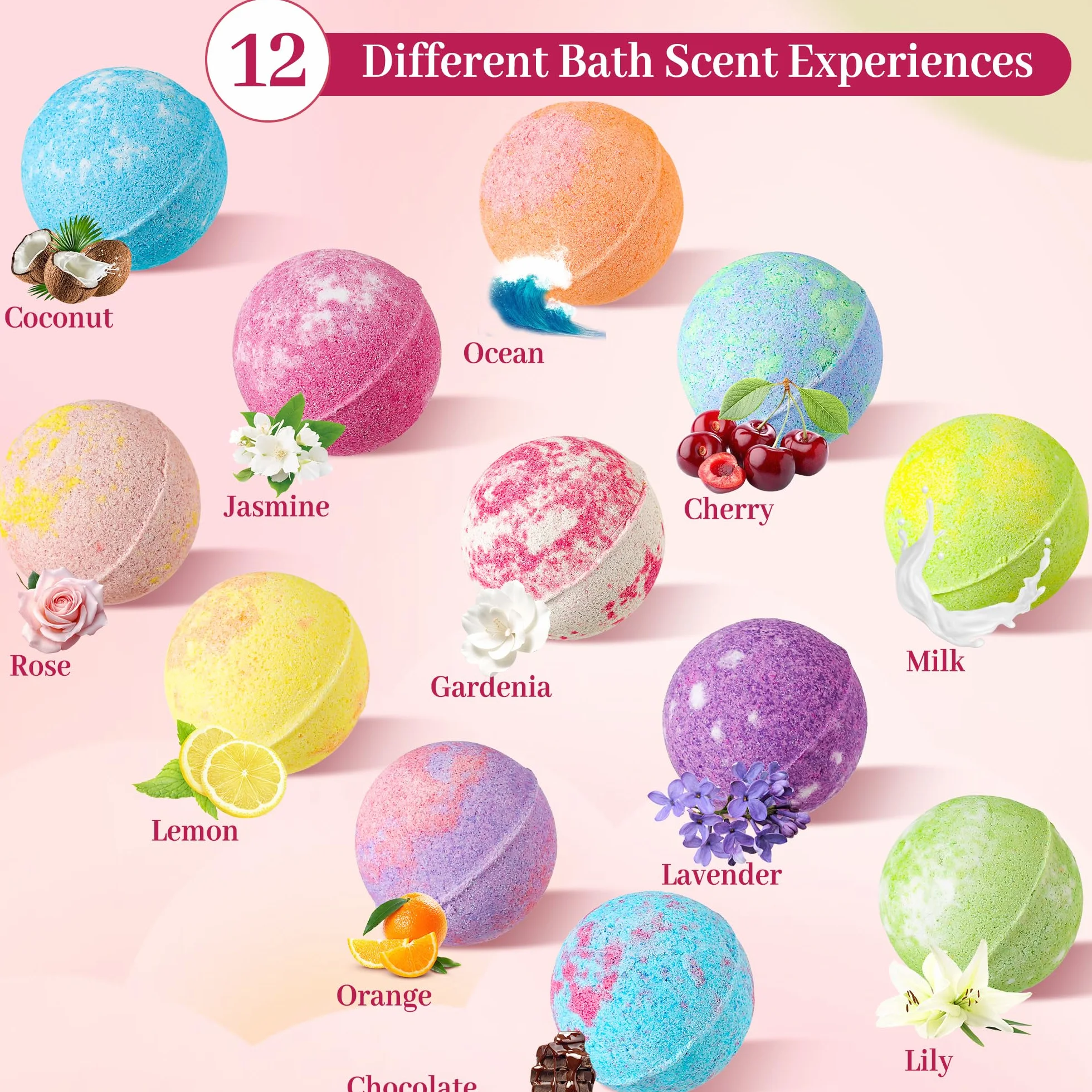 Bombas de Baño Orgánicas Naturales Veganas con Aceites Esenciales, Regalo de Spa Individual para Mujer