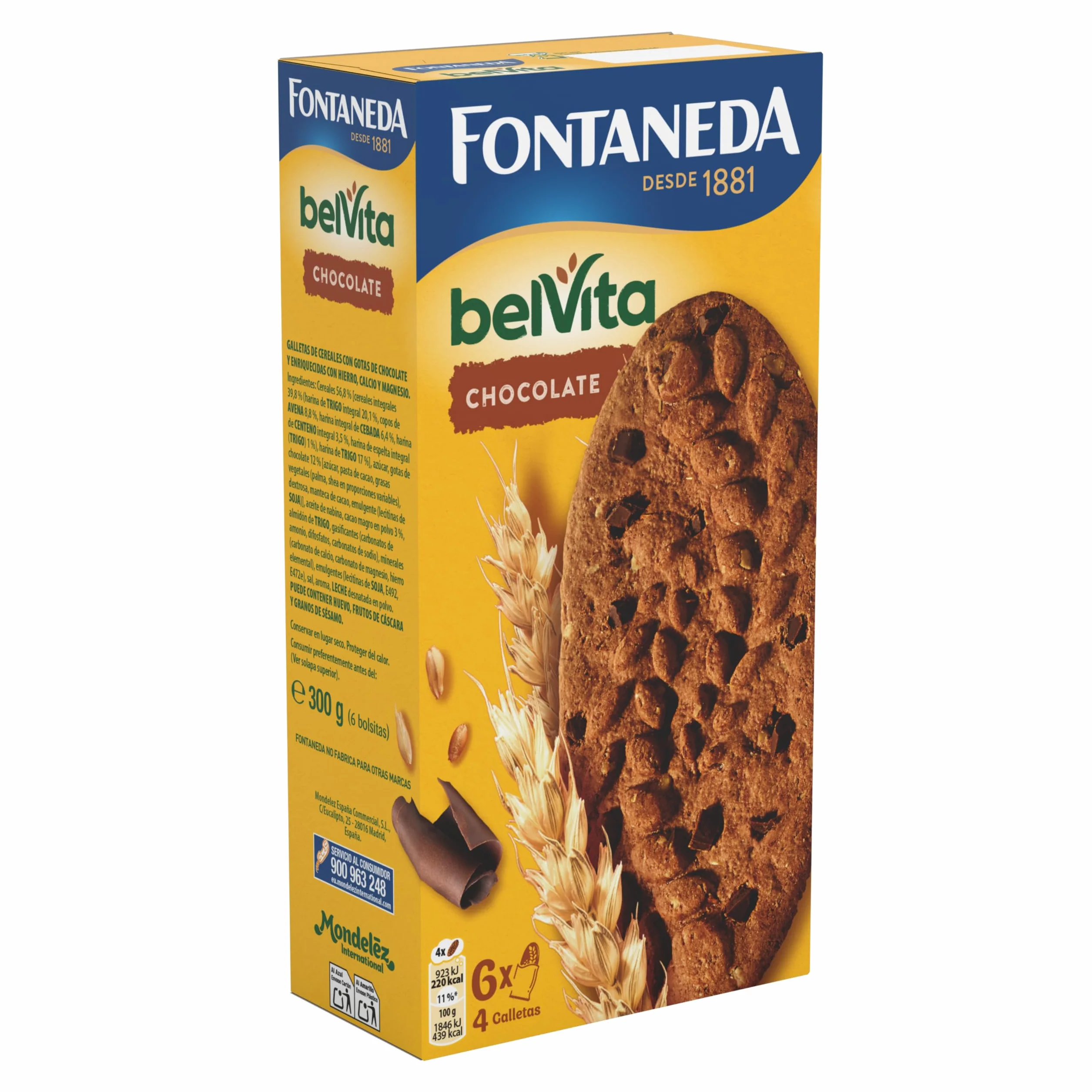 BelVita Leche y cereales Galletas crujientes para el desayuno 24 galletas 6 paquetes 300g