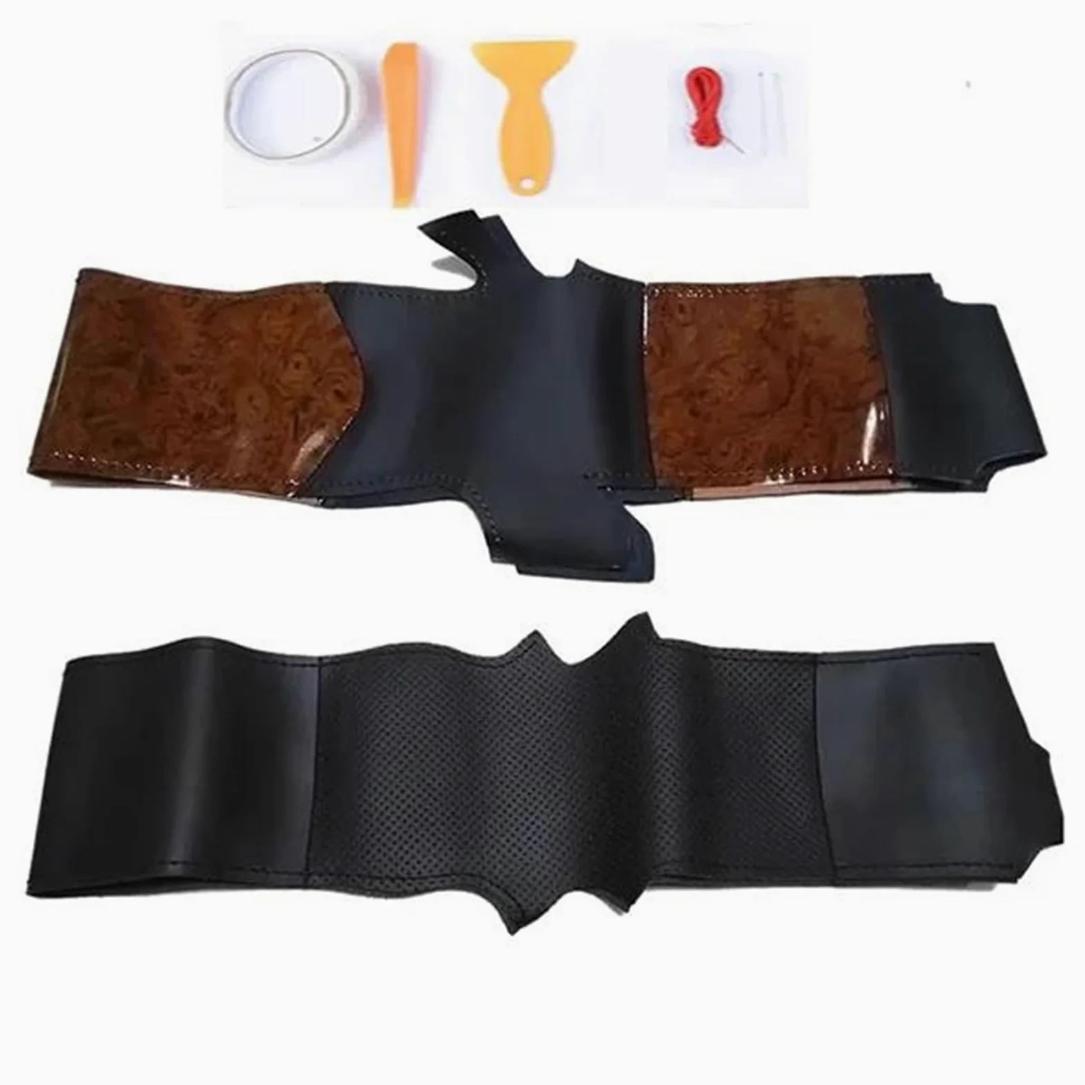 para N&issan para Patrol Y61 Funda para Volante De Coche De Cuero Negro(Carbon Black)