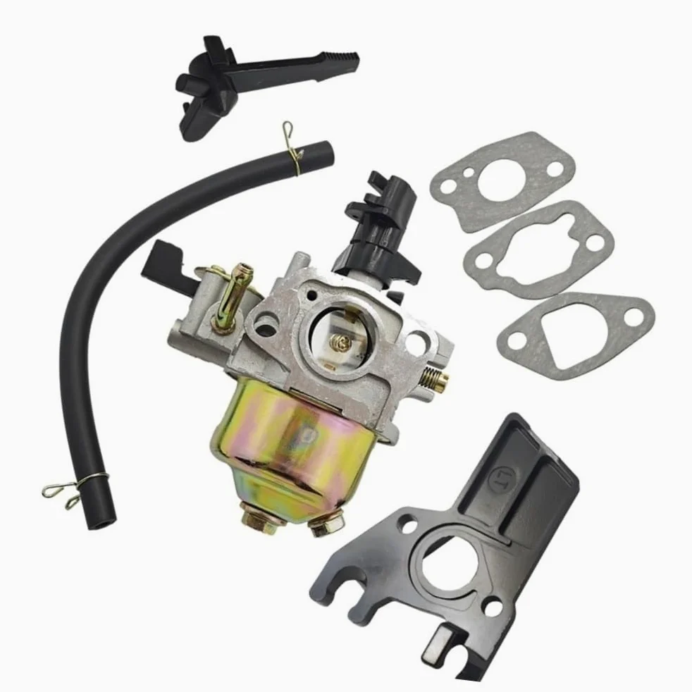 Piezas de reparación Juego de carburador con aislante de línea de combustible, espaciador y junta compatible con motores de cortacésped de 4 tiempos GX200 y GX160.