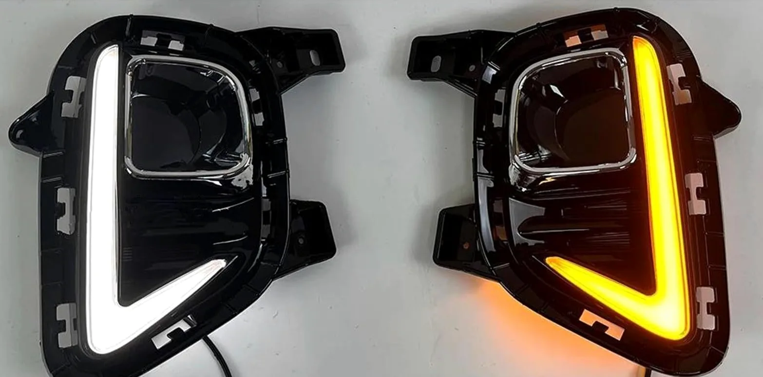 Intermitentes Automóviles 2 uds iluminación automática para Kia para Sonet 2020 2021 luz circulación diurna luz antiniebla LED DRL con señal giro amarilla(Shape A)