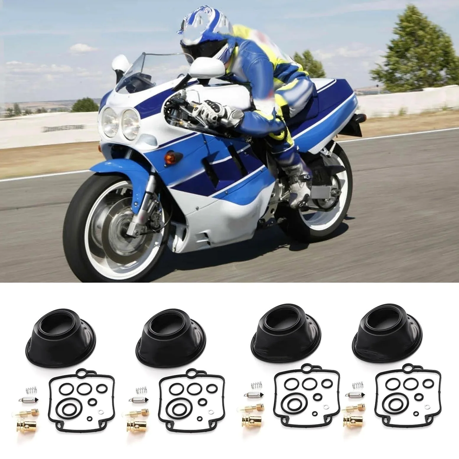 Kit Reparación Carburador Membrana Diafragma Vacío Válvula Flotante 4 Juegos Pieza Para Yamaha YZF750R YZF750 YZF 750 R 93-98(Color4)