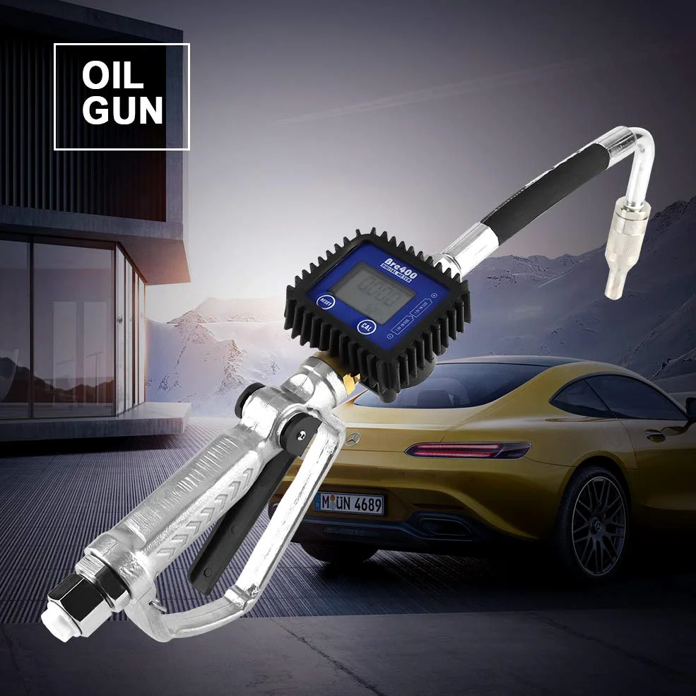 Boquilla de Medidor de Válvula de Control de Aceite Digital, Pantallas LCD 1-35l/min 1500Psi 100Bar Boquilla Lubricante Aceite Combustible Servicio Pesado Boquilla Llenado Pistola con Medidor de Flujo
