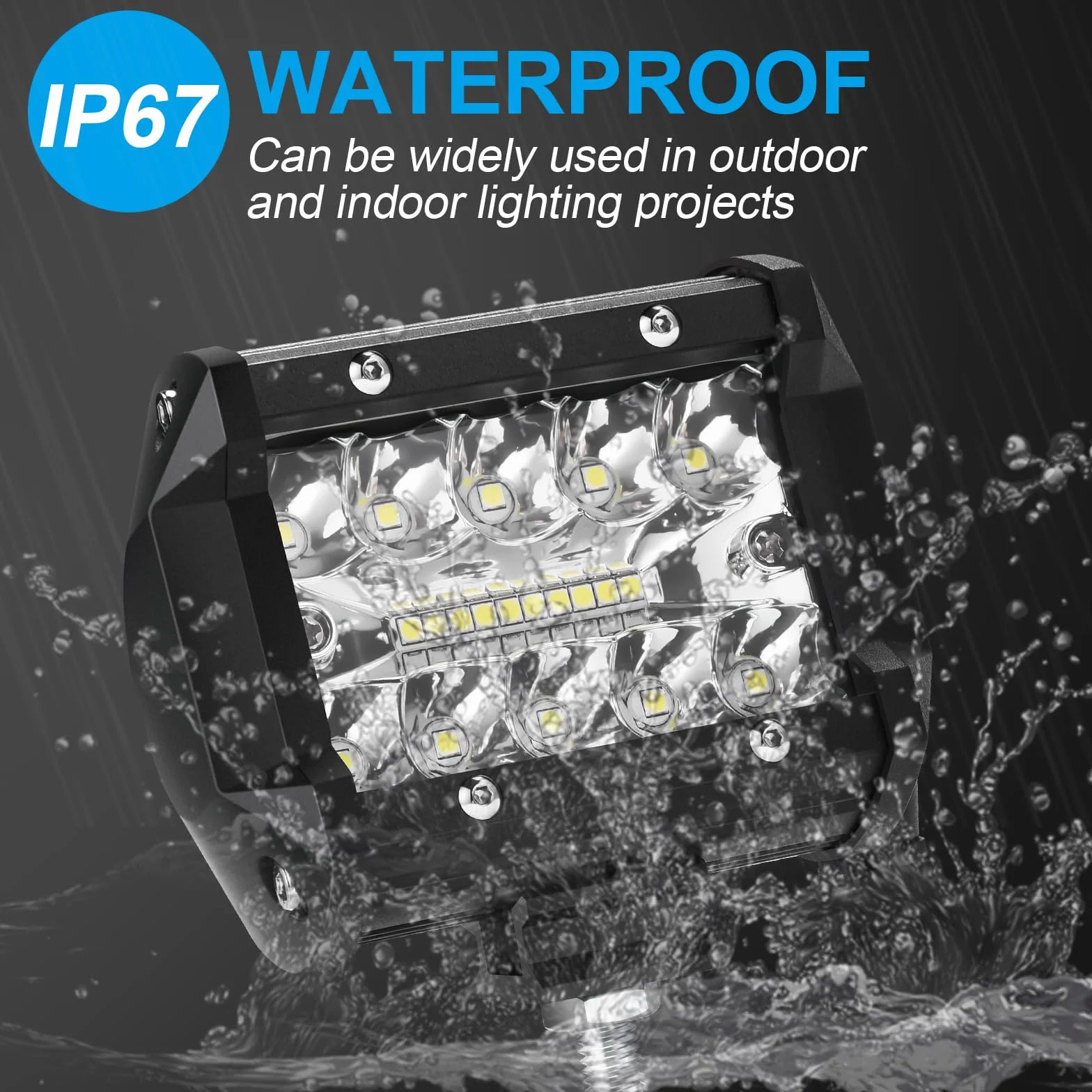 Faro Trabajo LED 12V 4'' 120W 9500LM 6000K IP67 Impermeable Off-road para Coche Tractor