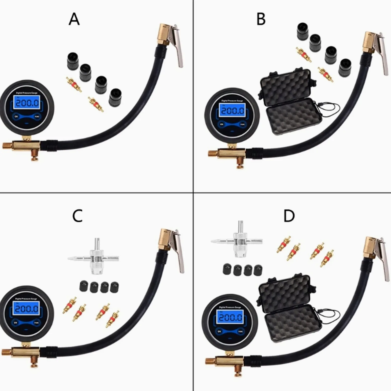 Manómetro Digital para inflar neumáticos de automóviles con Mandril de Aire y Manguera (Color : C) (B)