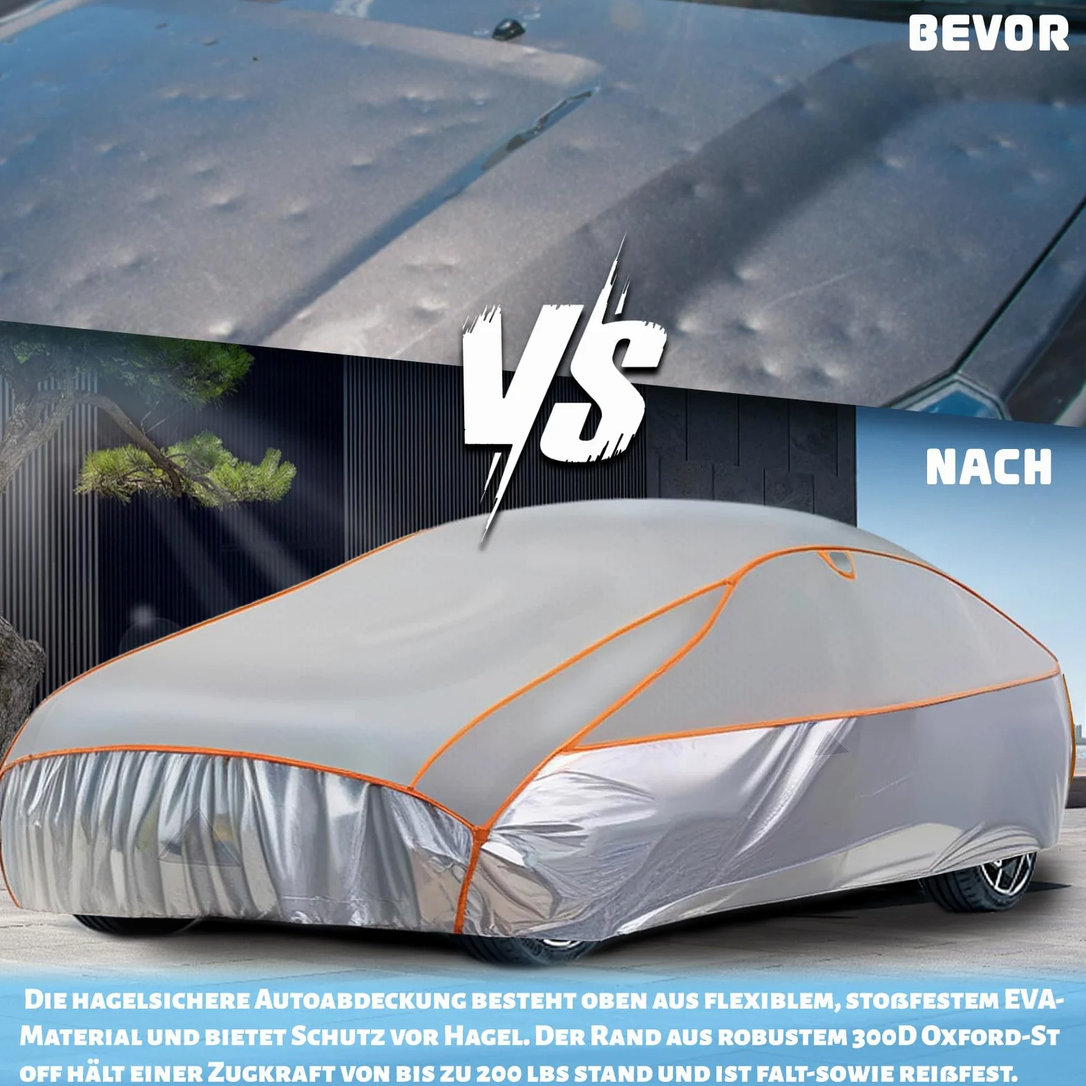 Funda Coche Exterior Antigranizo Cubierta Antigranizo 400 a 450 cm de Largo Funda Coche Antigranizo, Duradera Cubierta Anti Granizo.