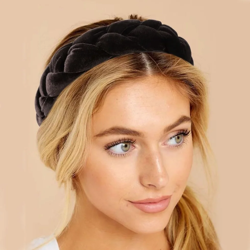 DRESHOW Diademas Trenzadas para Mujer Aro de Terciopelo Elástico Criss Cross Hair Bands