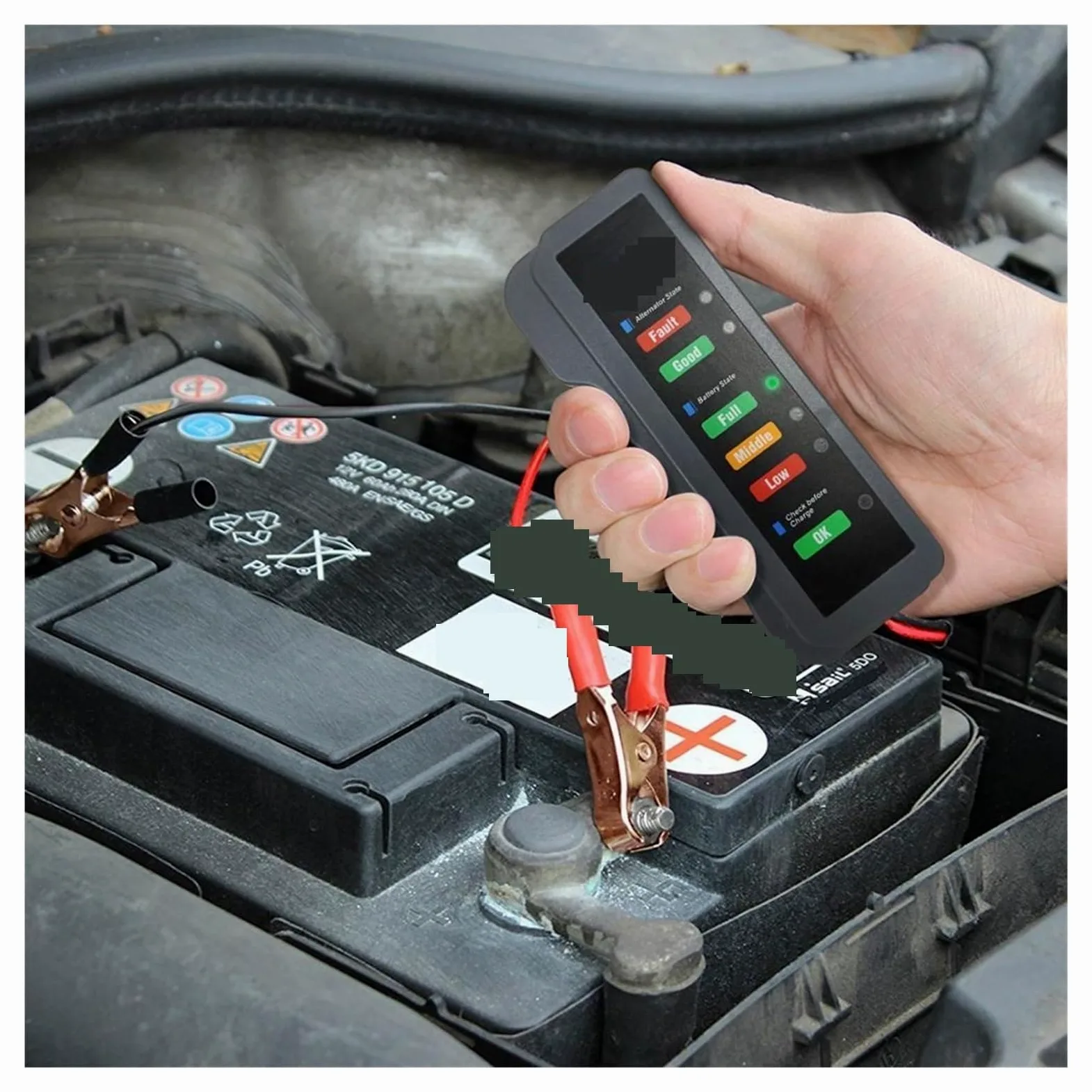 Herramienta Digital de Prueba de baterías de Coche de 12 V para alternadores con Pantalla de 6 Luces LED. Herramientas de diagnóstico automotriz para una detección rápida，BM320 Battery Tester