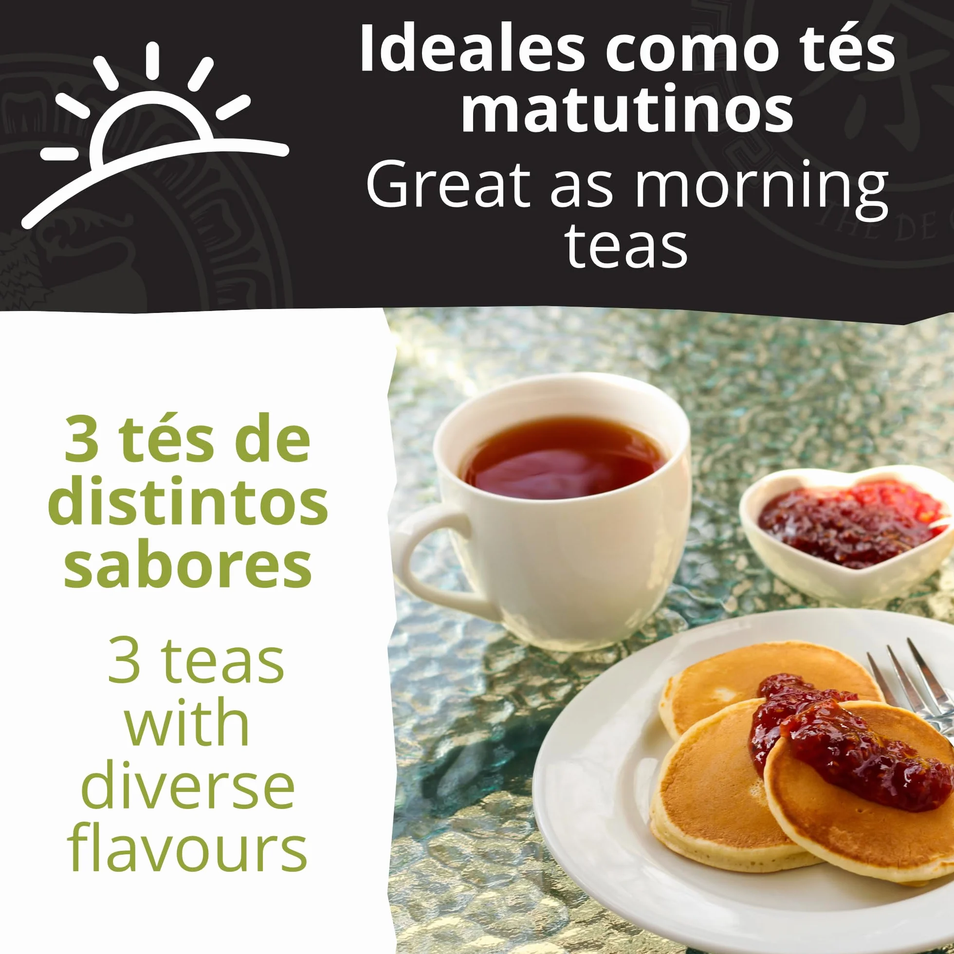 Set de 3 Tés Desayuno - Earl Grey, Chun Mee & Breakfast OP - 3 x 20 Bolsitas de Té Orgánicos - Caja de Regalo
