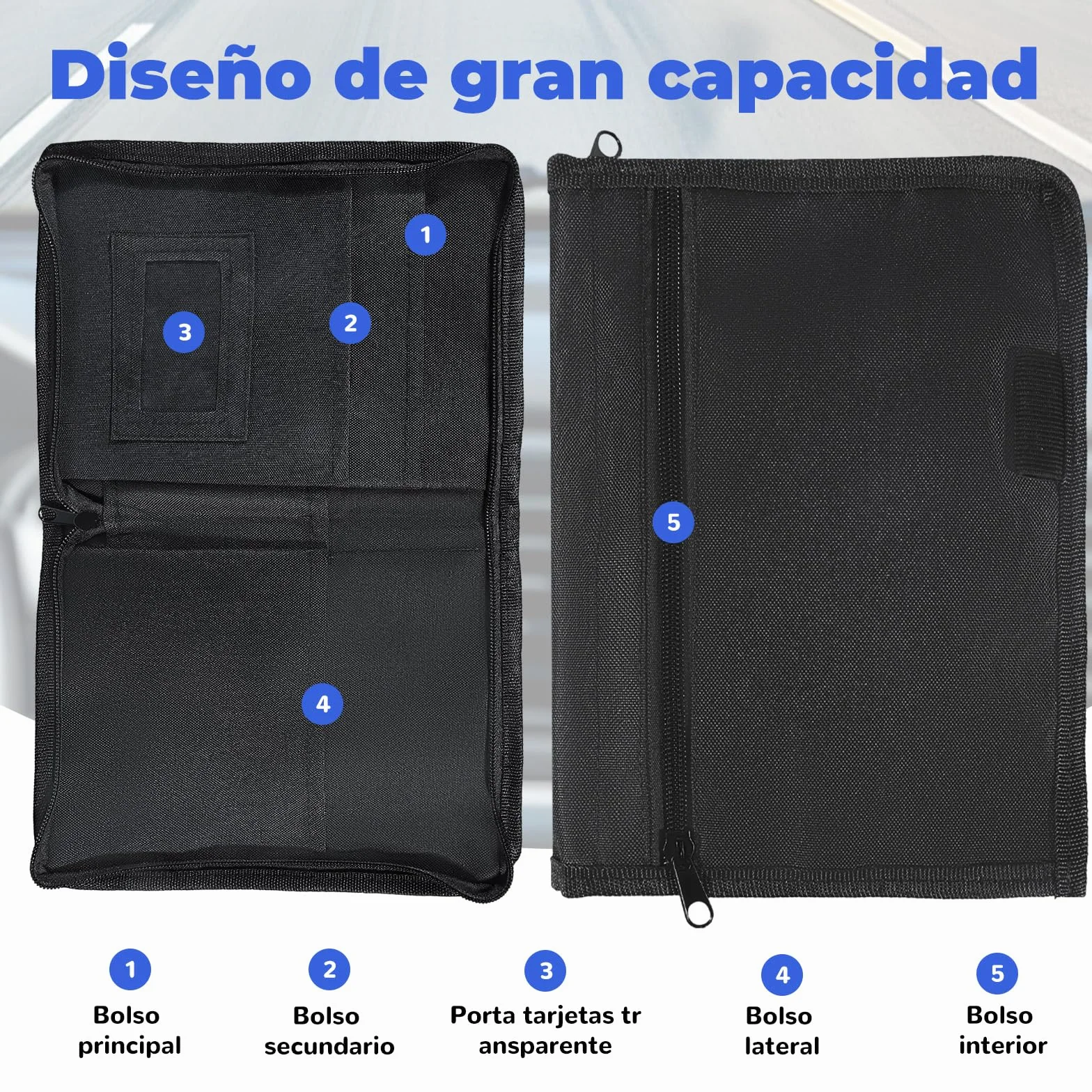 Carpeta Documentación Coche – Porta Documentos Coche,Carpeta de Organizador de Guantera, Negra, Formato (24x17,5 cm) para Documentos del Vehículo, Facturas y Tickets