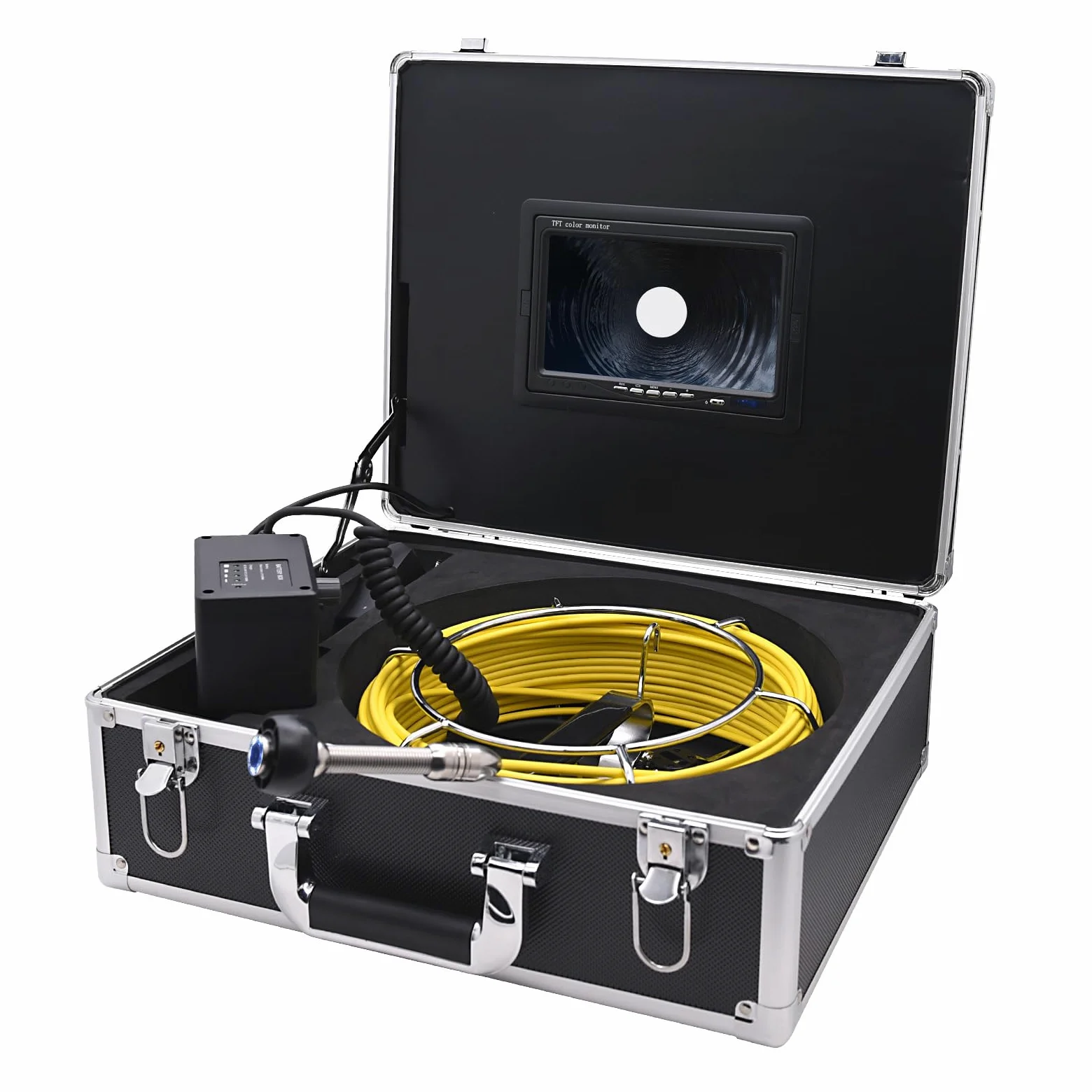 KAOLALI Cámara Endoscópica 50M con DVR, Cámara Inspección Tuberias de 7 Pulgadas, Cámaras para Boroscopio IP68 Impermeable Cámaras de Inspección ángulo de 110° con 6 Lámparas LED, SD 8 GB