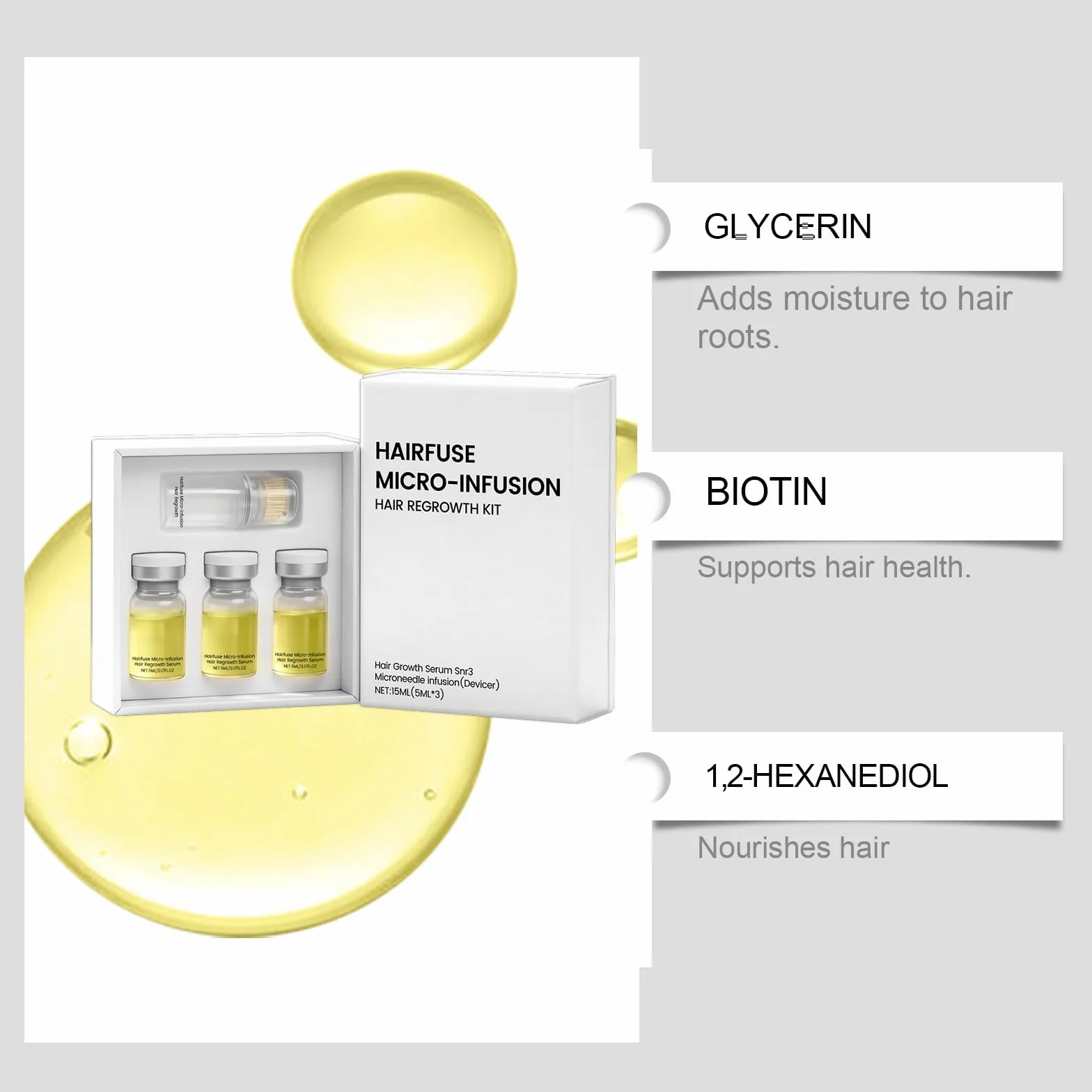 Sistema de Crecimiento del Cabello, Micro-Infusion Hair Regrowth Kit, Tecnología de Microinfusión Indolora