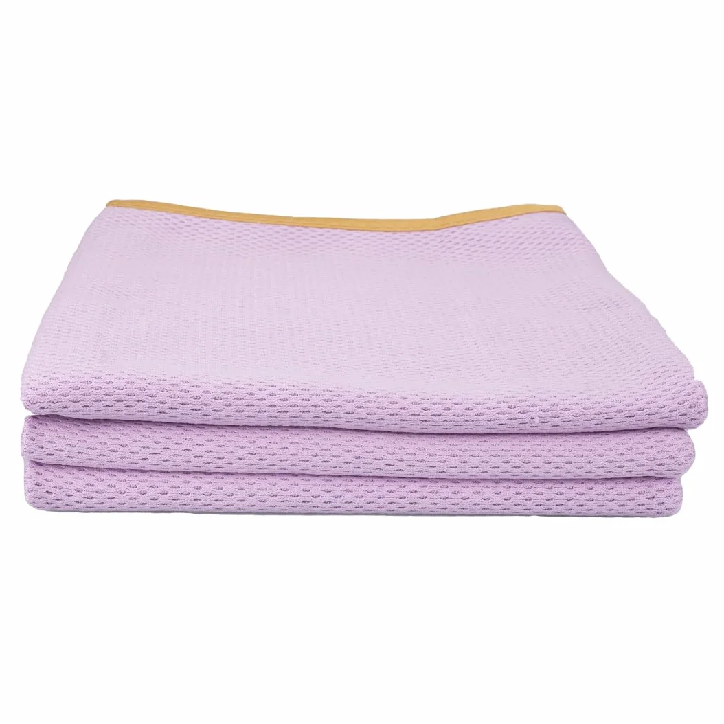 Maxshine 520GSM 3 paños de Microfibra para Limpieza de Detalles de Coche, Color Morado con Borde de Seda Amarilla, 50 x 70 cm