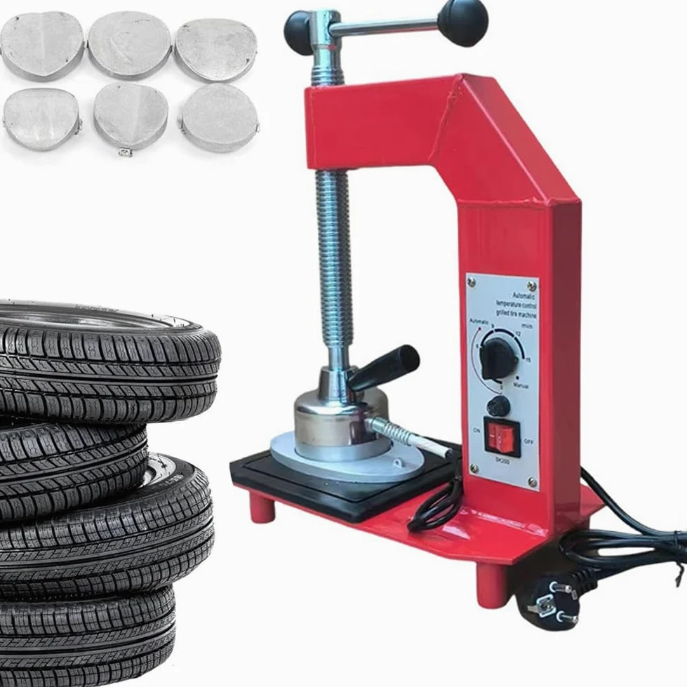 Máquina de vulcanización de reparación automática de neumáticos, máquina de vulcanización de neumáticos, kit de máquina de reparación de neumáticos con 6 moldes, sincronización de 0 a 60 minutos y