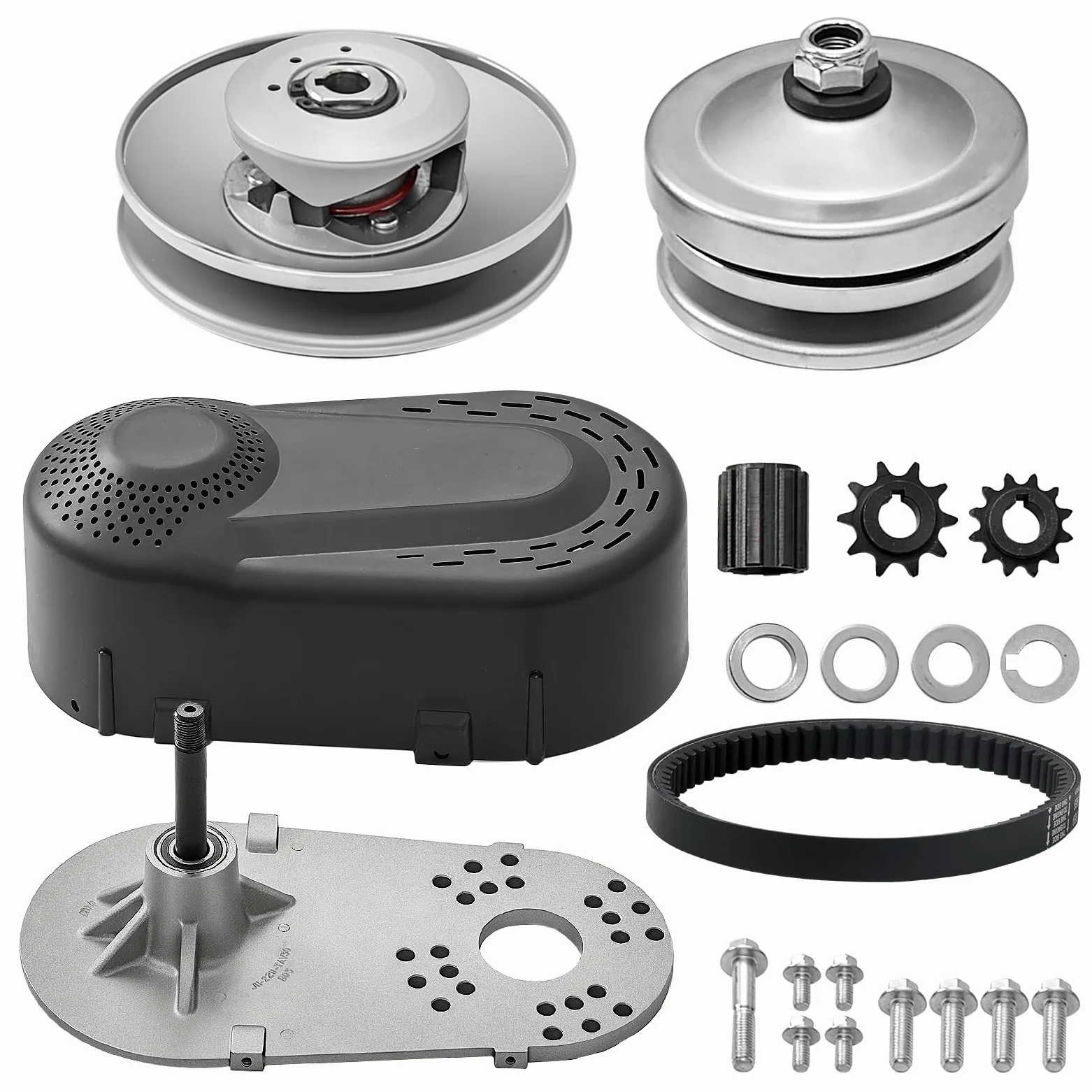 VEVOR Embrague de Transmisión Compatible con Motor 2-8 HP, Kit Embrague Alta Resistencia 2000 RPM, Ruedas Asimétricas Correa Goma, para Mini Moto 320x170x230 mm