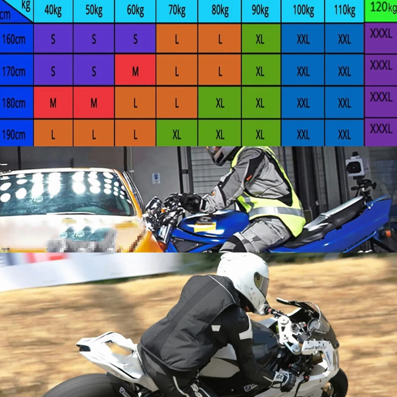 Chaleco con airbag para Motociclistas Chaleco con airbag Ligero de Alta Visibilidad con Bolsa de Aire para el Cuello (Negro L)
