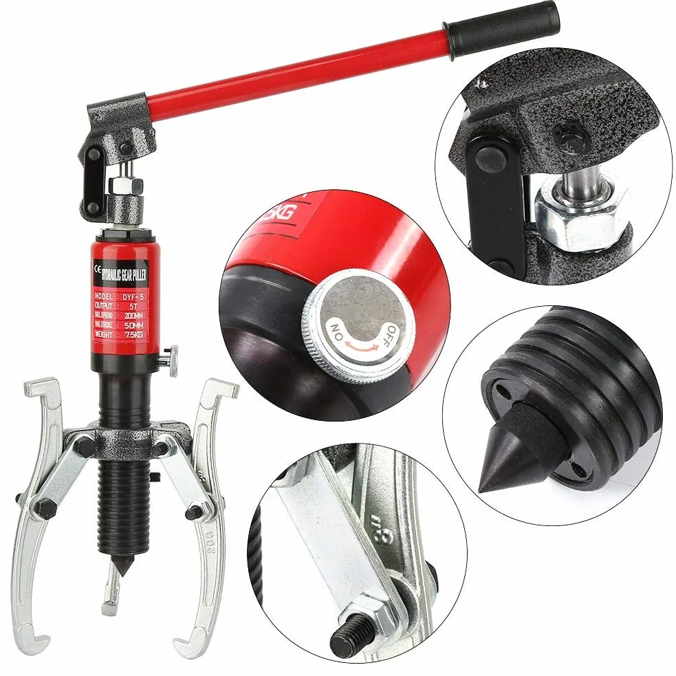 Ausla Extractor Hidráulico 5T con 3 Garras, para Cubo de Rueda, Bujes, Bridas, Engranajes y Cojinetes