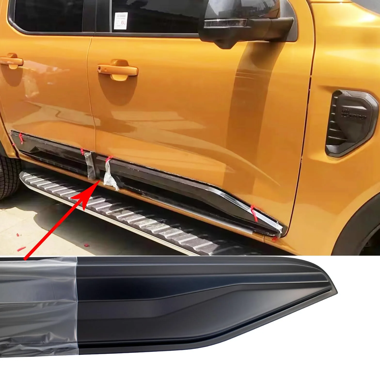 Fenders Molduras Laterales para Ford Ranger T9 2023-2024-2025 Wildtrak XL XLT Limited Platinum ABS Revestimiento de carrocería de Puerta Lateral