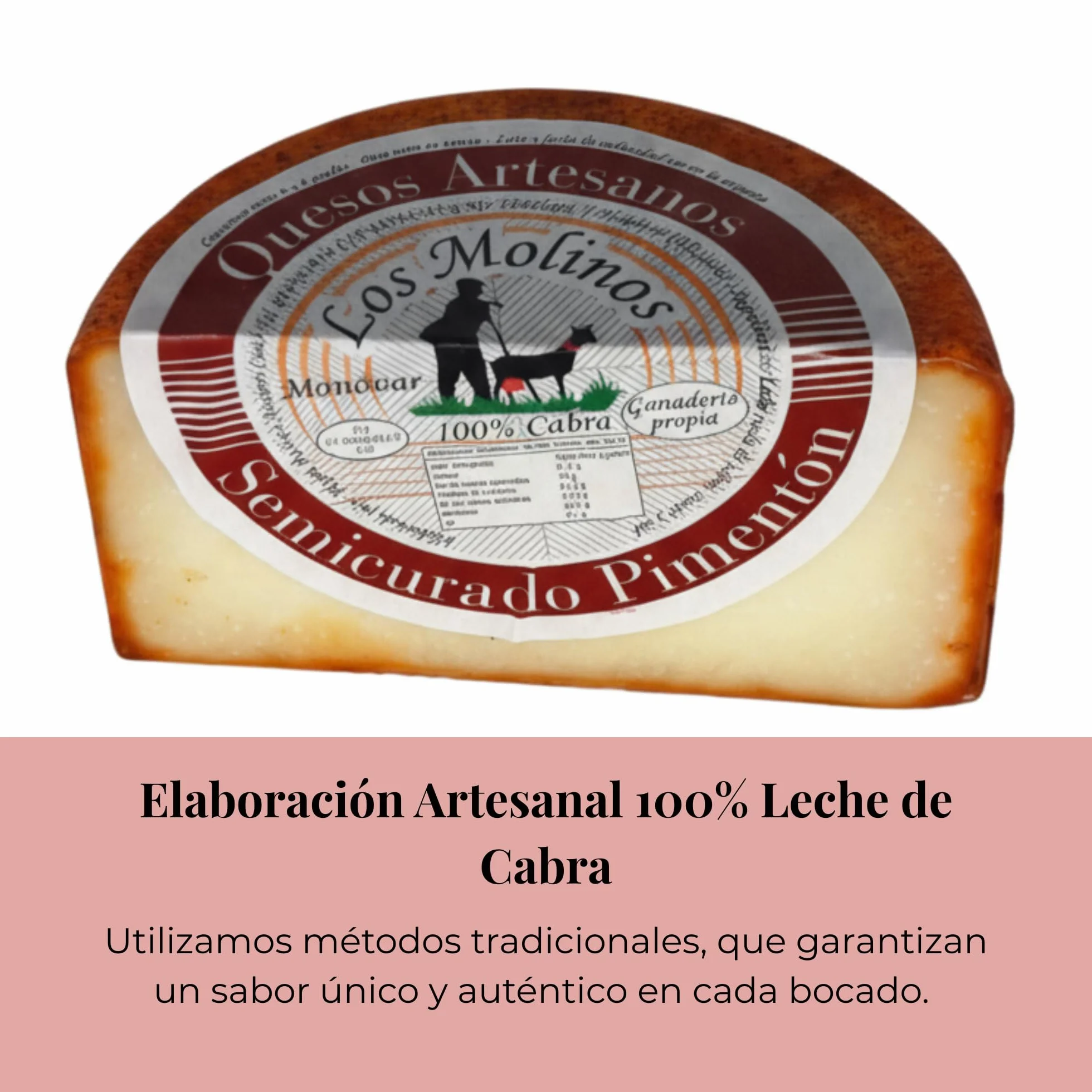 Queso Artesano Semi Curado Pimentón 100% Leche de Cabra Medio Gourmet