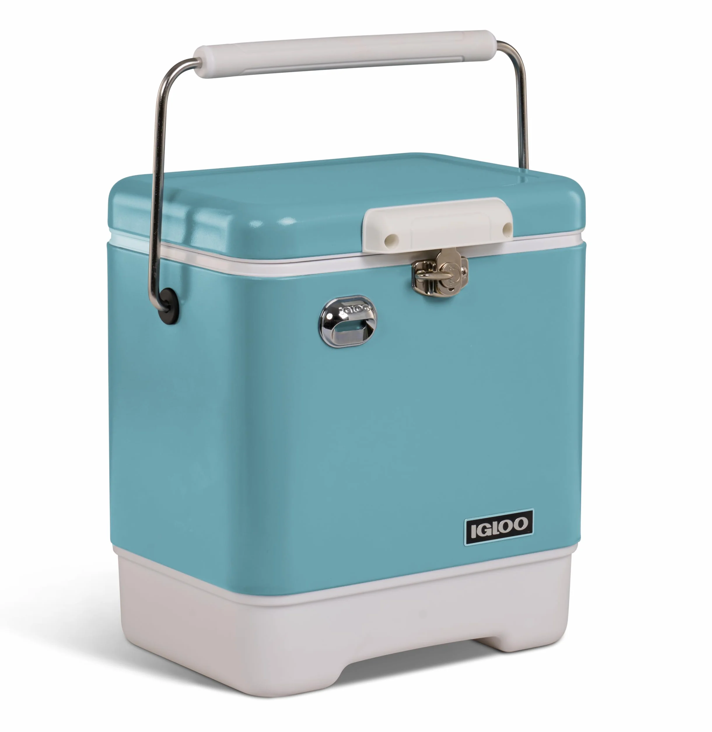 IGLOO Legacy 20 Nevera de Acero Inoxidable 19L (Verde Menta) – hielera premium resistente con abrebotellas integrado – gran aislamiento para camping, playa, jardín & eventos