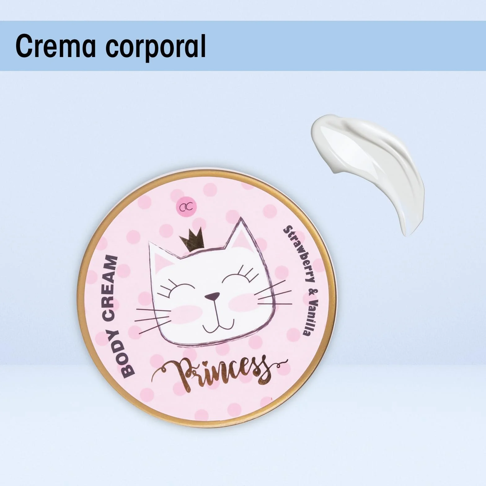 Accentra PRINCESS KITTY Juego de regalo baño mujer 250 ml gel de ducha loción exfoliante crema bombas baño esponja cesta fresa vainilla