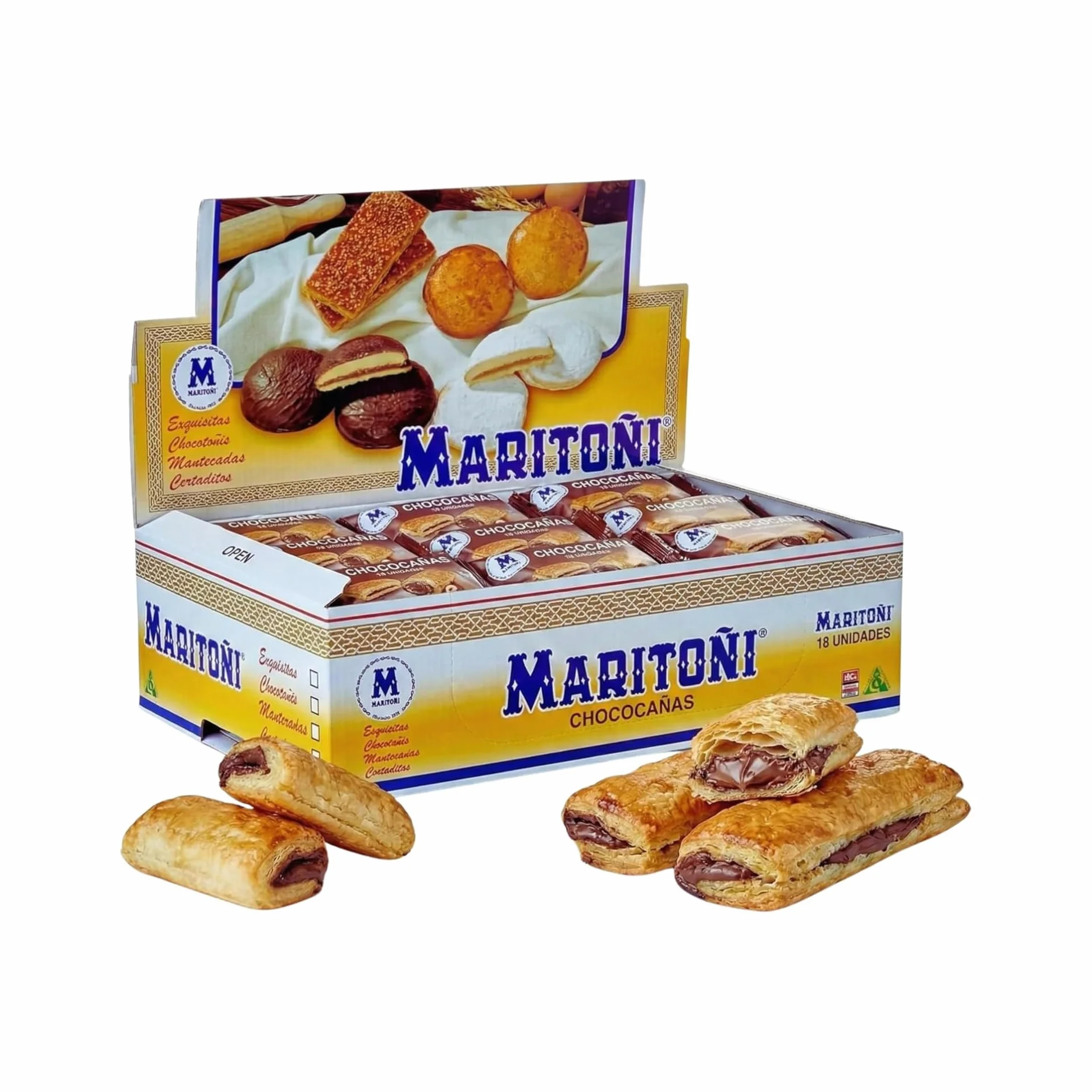 Chococañas Maritoñi Granada Hojaldre Relleno Crema Chocolate Artesano Pack 18 Uds