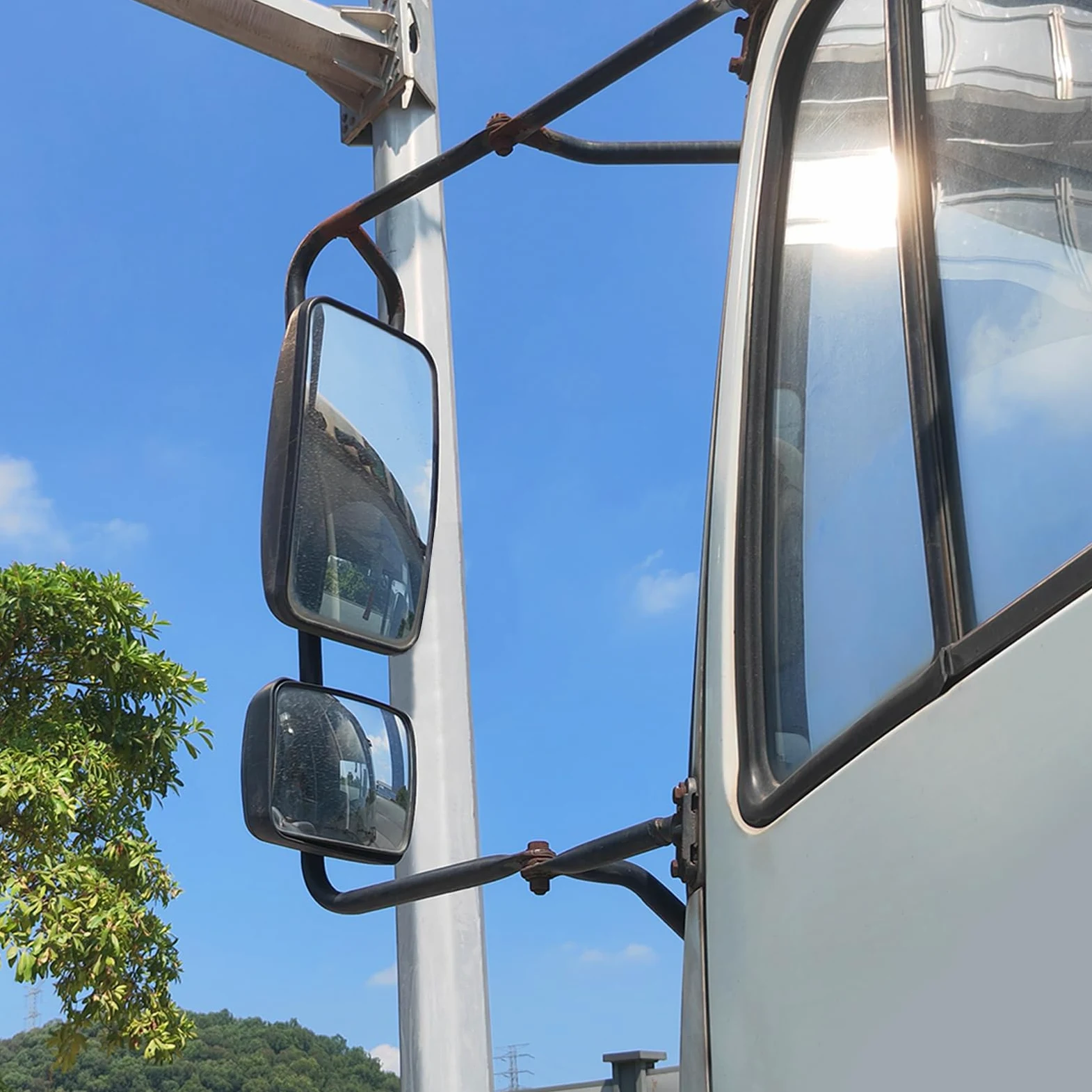 Espejo retrovisor universal para carretilla elevadora, espejo retrovisor de gran angular para recolocación de tractores de camiones (paquete de 2, negro)