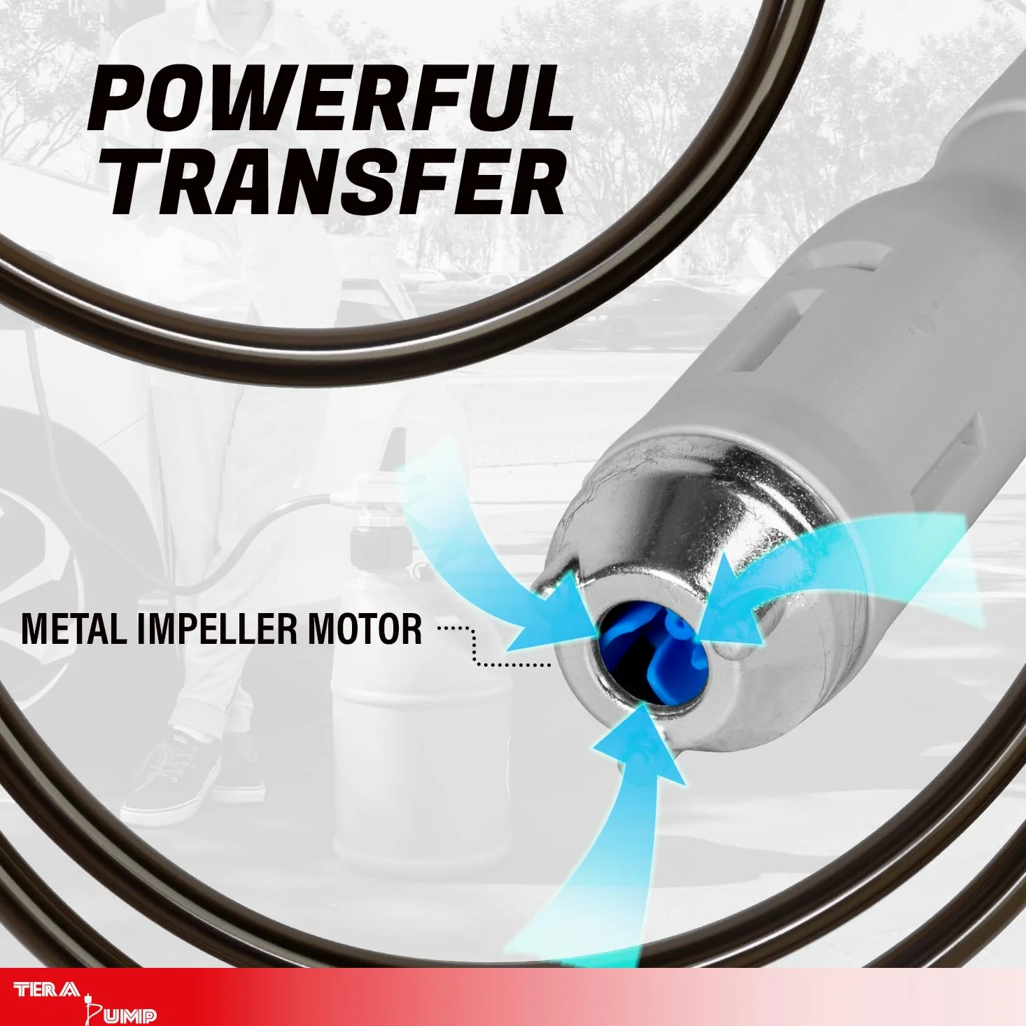 TERA PUMP TRFA01-XL - Bomba de transferencia de combustible para carreras, varios accesorios para latas de gasolina, adaptador de jarra de celda de combustible de carreras y sensor avanzado de parada