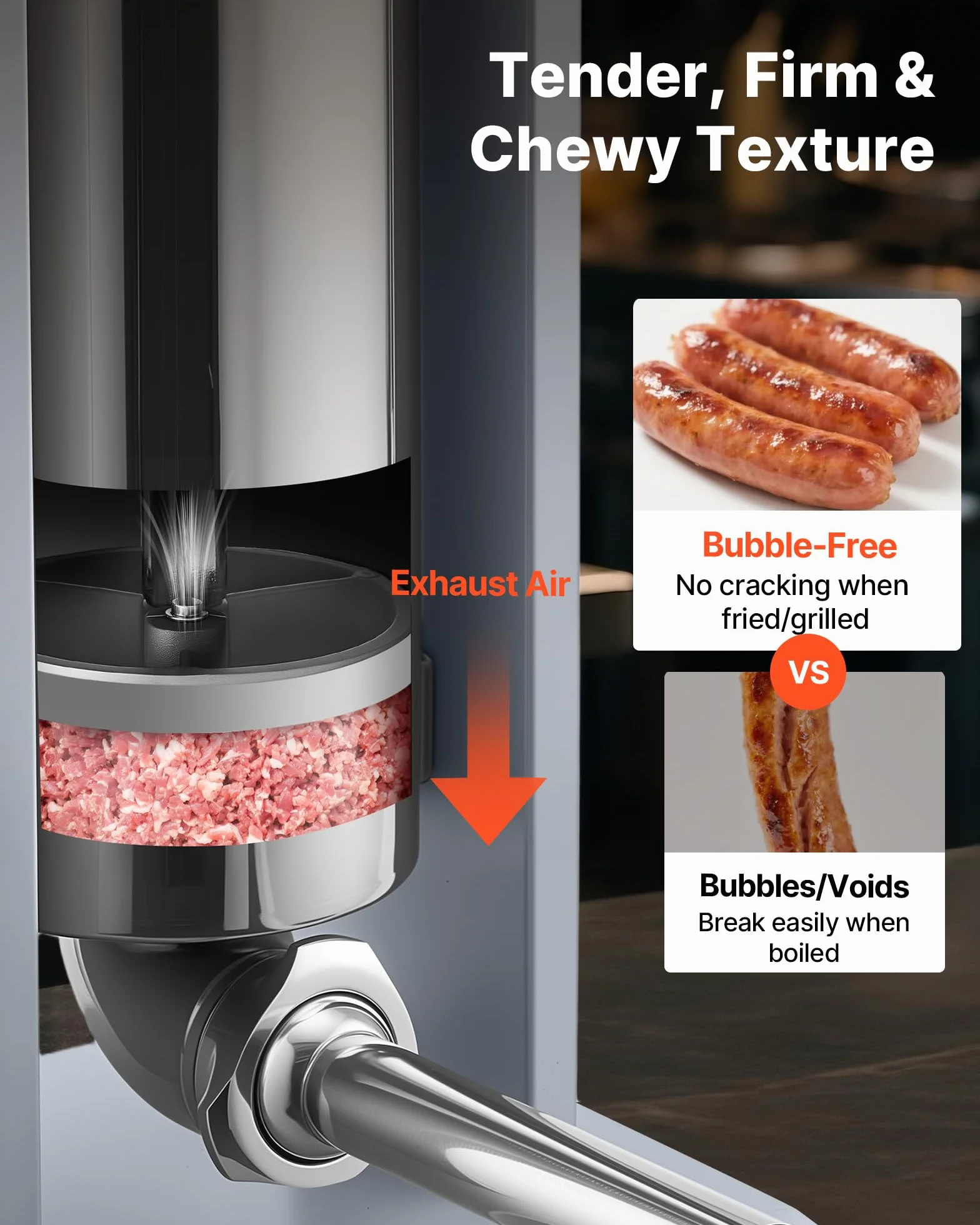 VEVOR Embutidora Manual de Salchichas 5 L, Embutidora Vertical de Mesa de Acero Inoxidable con 5 Tubos de Relleno