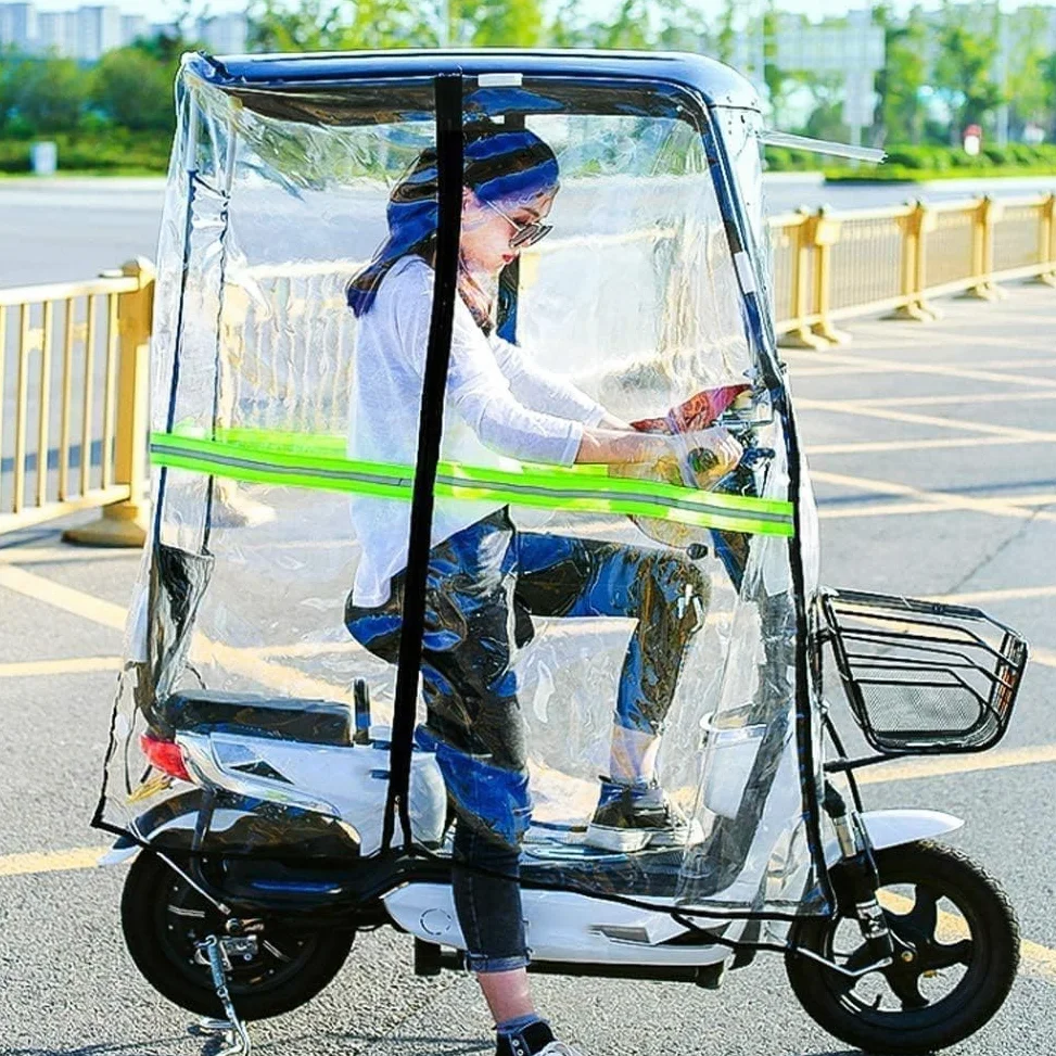 Techo protector impermeable para bicicleta eléctrica, refugio todas | Protección para scooter, parasol, tienda impermeable para scooter de movilidad, diseño parasol, tiras reflectantes