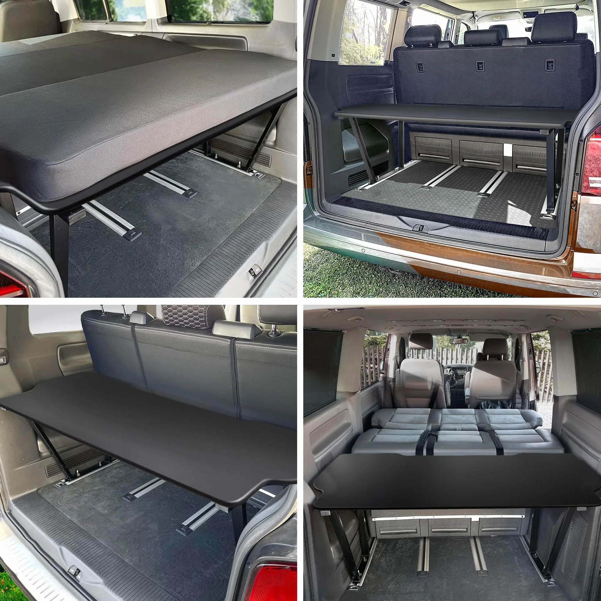 CHROMEMASTER - Compatible con VW T5 2003-2015 Multivan - Cama Plegable para Coche, Extensión de la Cama Multiflexboard para Caravana, Cama de Camping, Estantería, Mesa - Accesorio para la Caravana