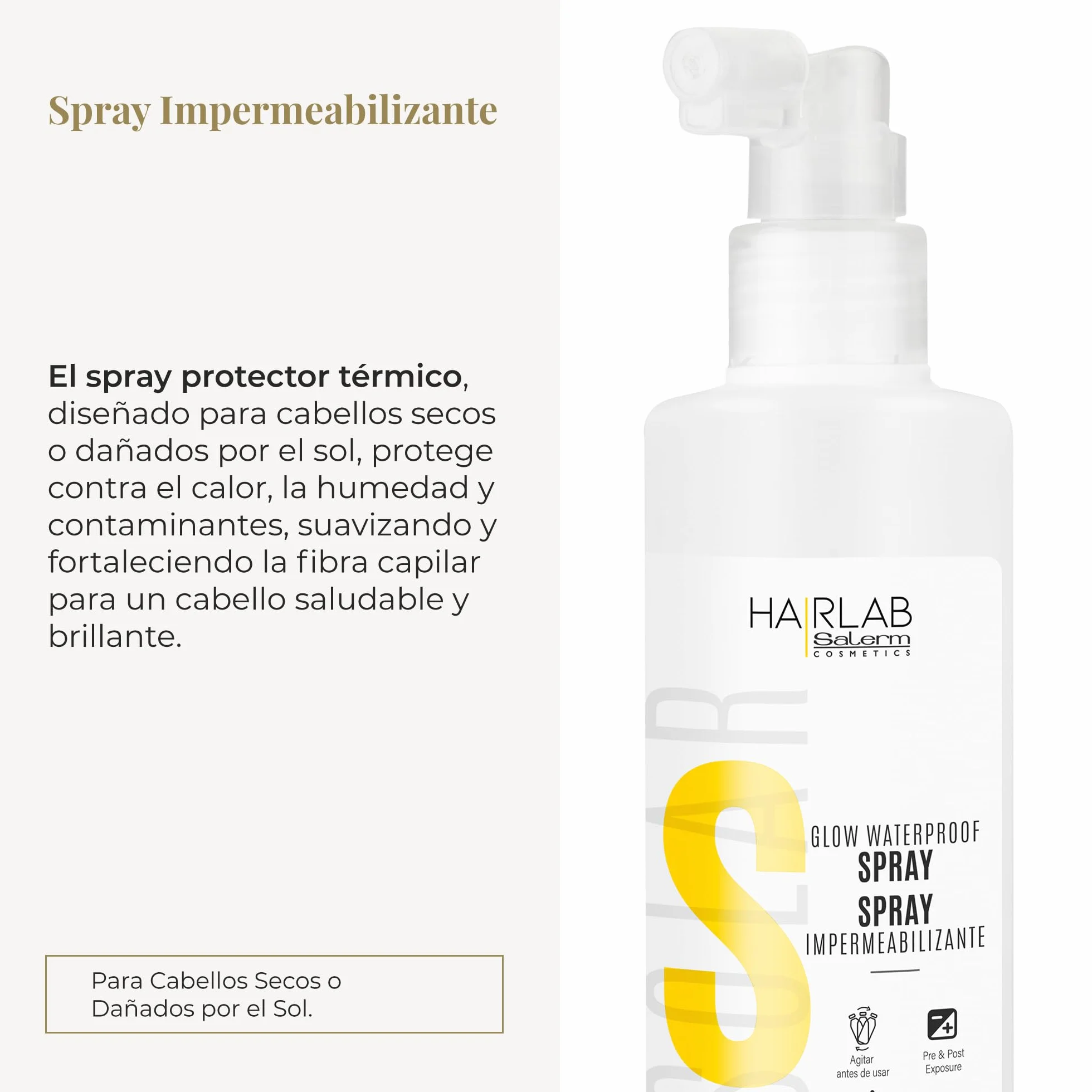 SALERM Spray Impermeabilizante y Reparador para el Cabello 200 ml Protector Térmico Anti Frizz