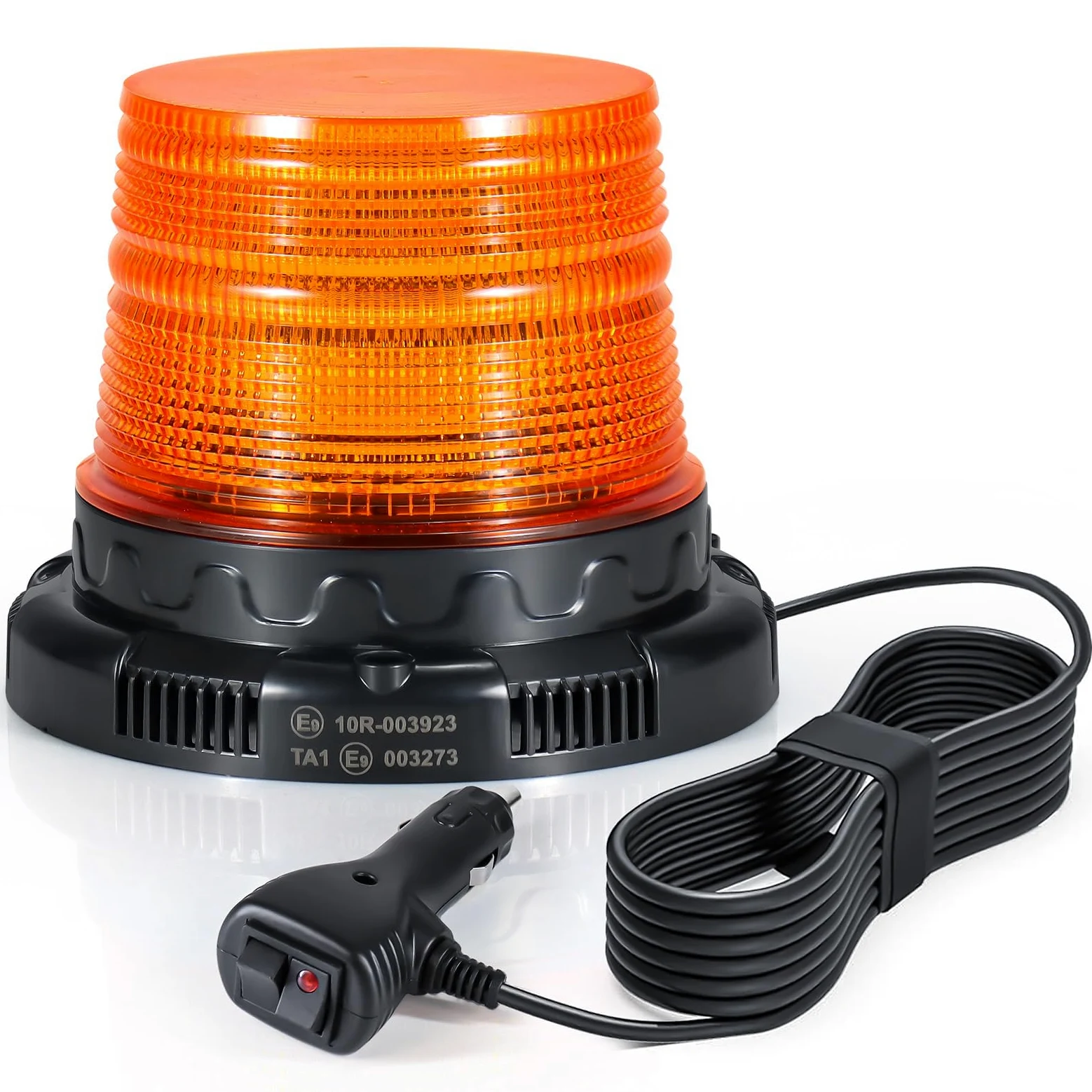 AnTom Baliza LED 12V 24V Amarilla con Función de Alerta de Voz Cable de 3 Metros y Doble Interruptor para Camión, Tractor, SUV, Carro de Golf, Vehículos de Emergencia y Obras