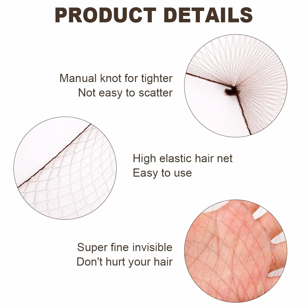 URAQT Redecilla Pelo 35pcs Moño Ballet Niña Borde Elástico Nylon Accesorio Peinado Café Marrón