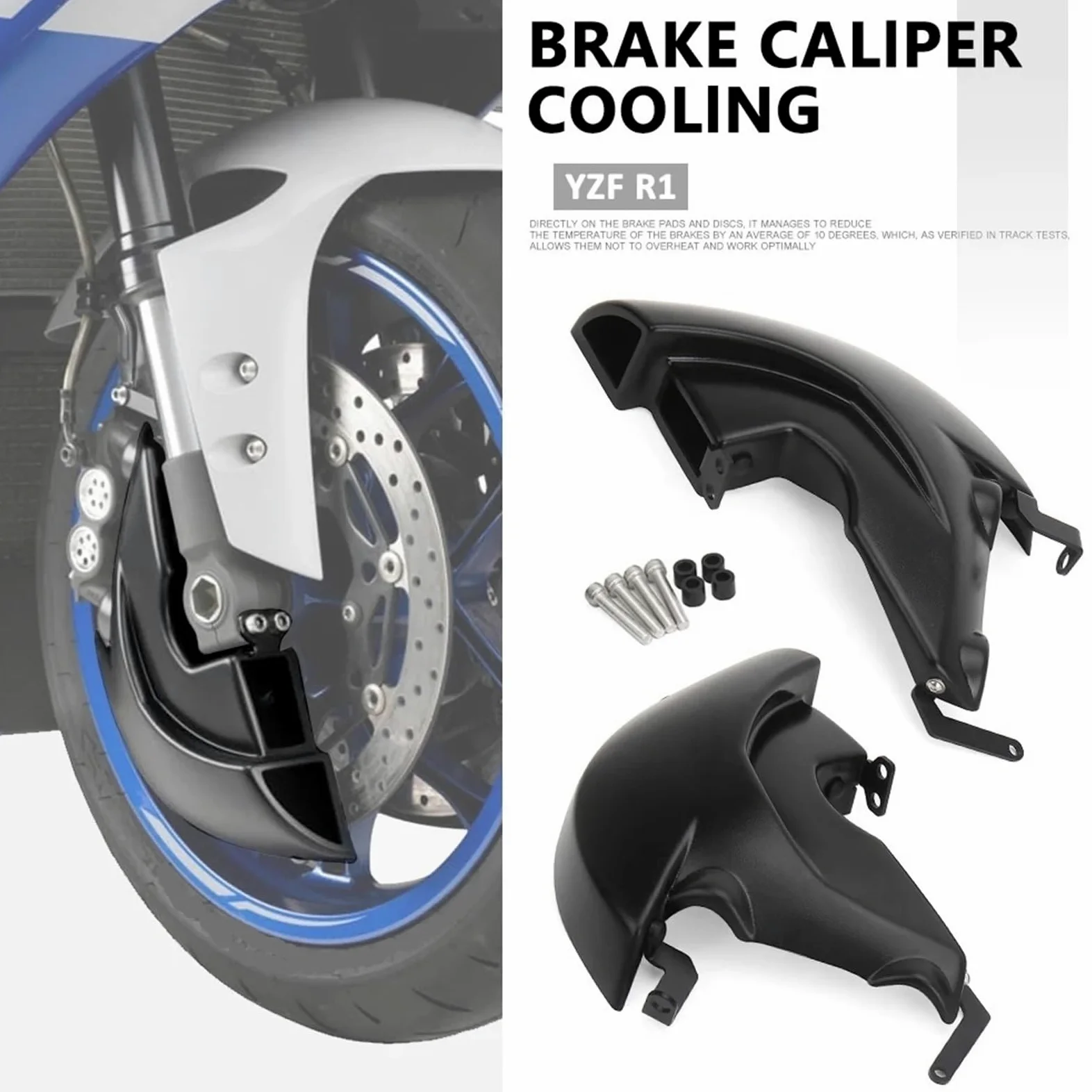 Refrigeración de Pinza de Freno Protector de refrigeración por Aire para Pinza de Freno de Motocicleta, Compatible con Yamaha YZF R1 YZF-R1 YZFR1 2020 2021 2022 2023 2024 2025
