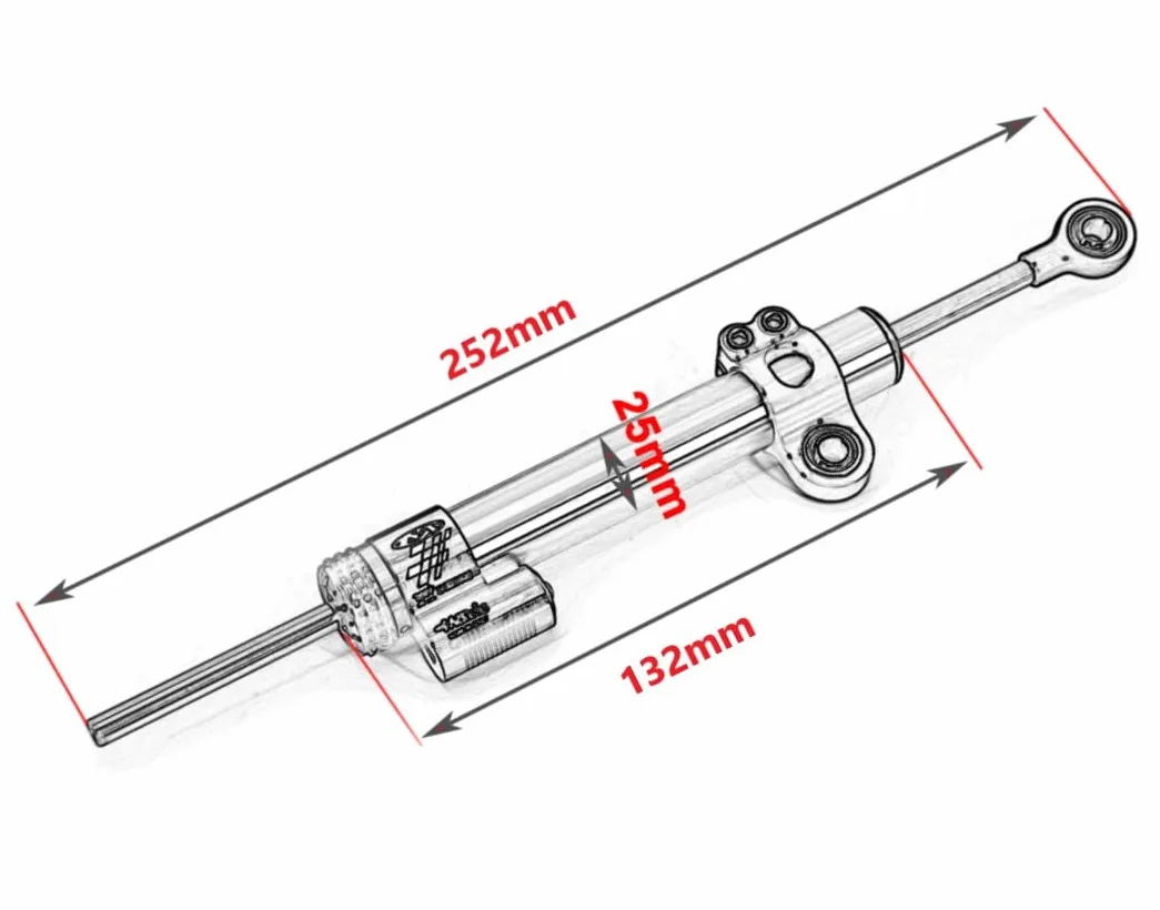 Matrix Amortiguador Estabilizador de de dirección Universal para Motos de Carretera, pitbike, Enduro, Trial (252mm.)